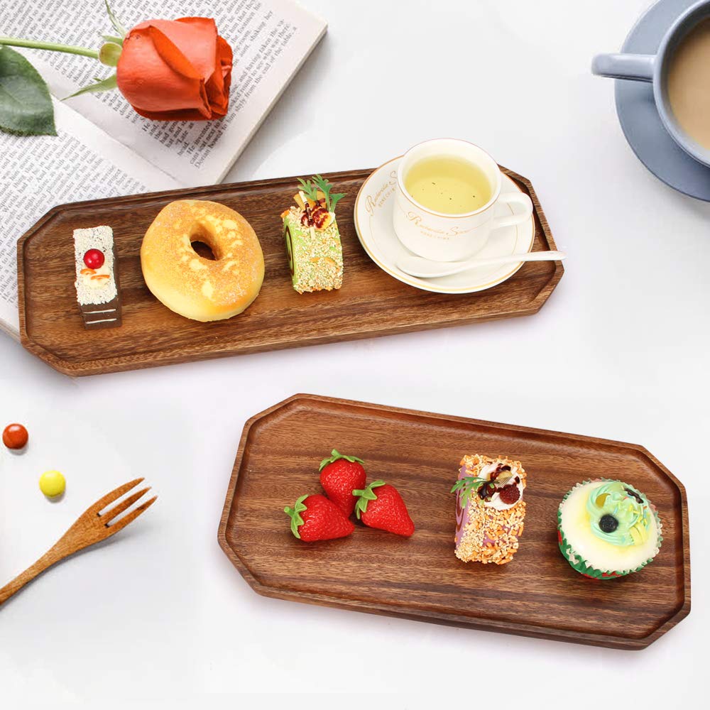 Set Of 2 Wooden Serving Platters Food Tray Charcuterie Boards Large Acacia Wood Trays For Kitchen Counter Wood Charcuterie Platt