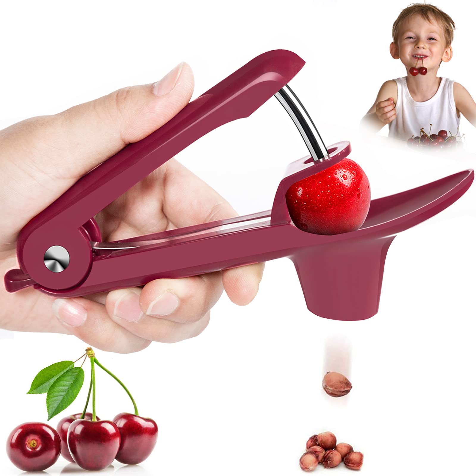 Cherry Pitter Tool For Kids, Olive Pitter Tool, Cherry Pitter Remover, Cherry Core Remover Tool With Space-Saving Lock Design, P