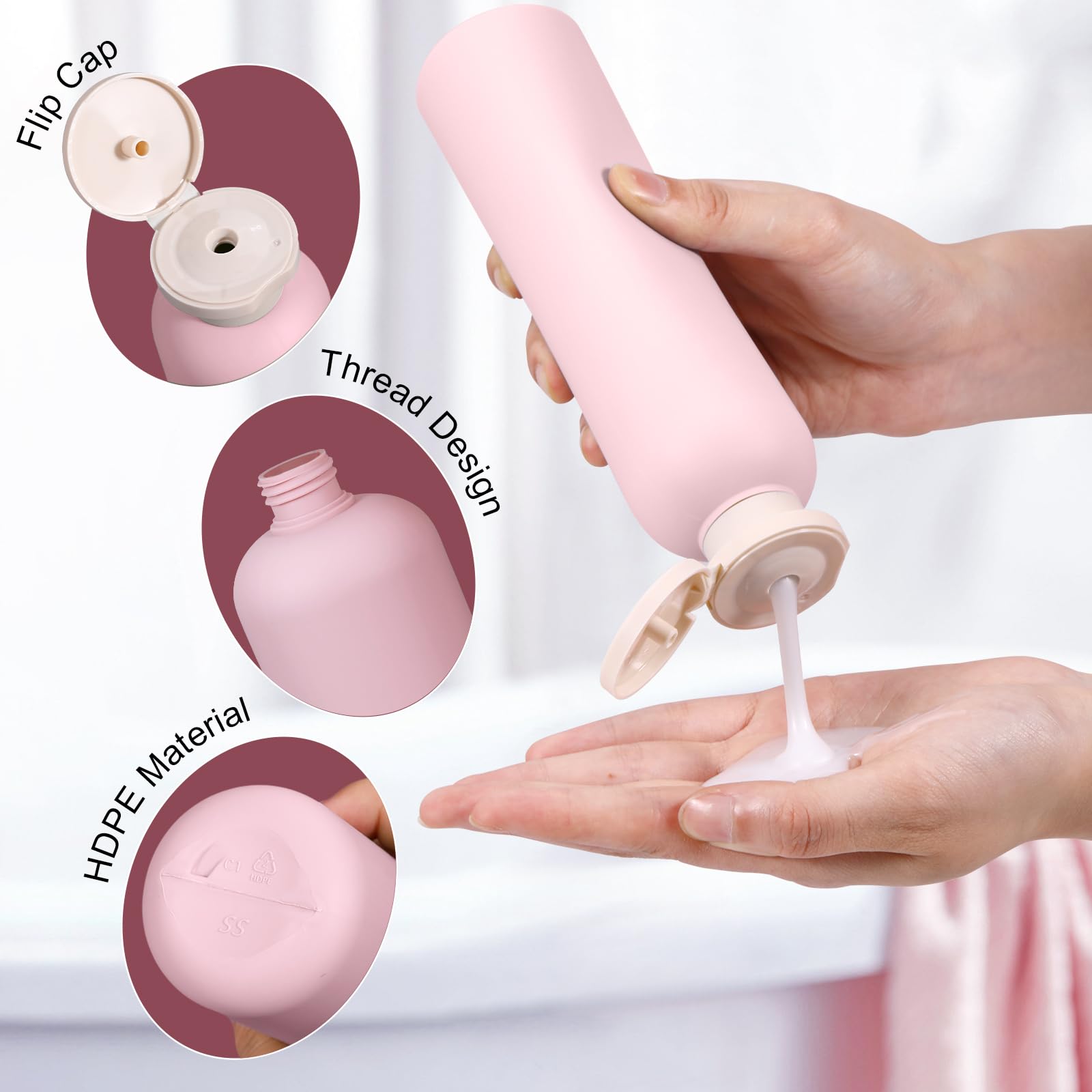 Umetass 8.8Oz Travel Essentials Shampoo Bottles For Toiletries,Empty Plastic Squeeze Bottles With Flip Cap For Toiletries Travel