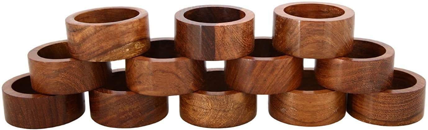 Arn Craft Wooden Napkin Ring For Weddings Dinner Parties Or Every Day Use (Set Of 12, Plane)