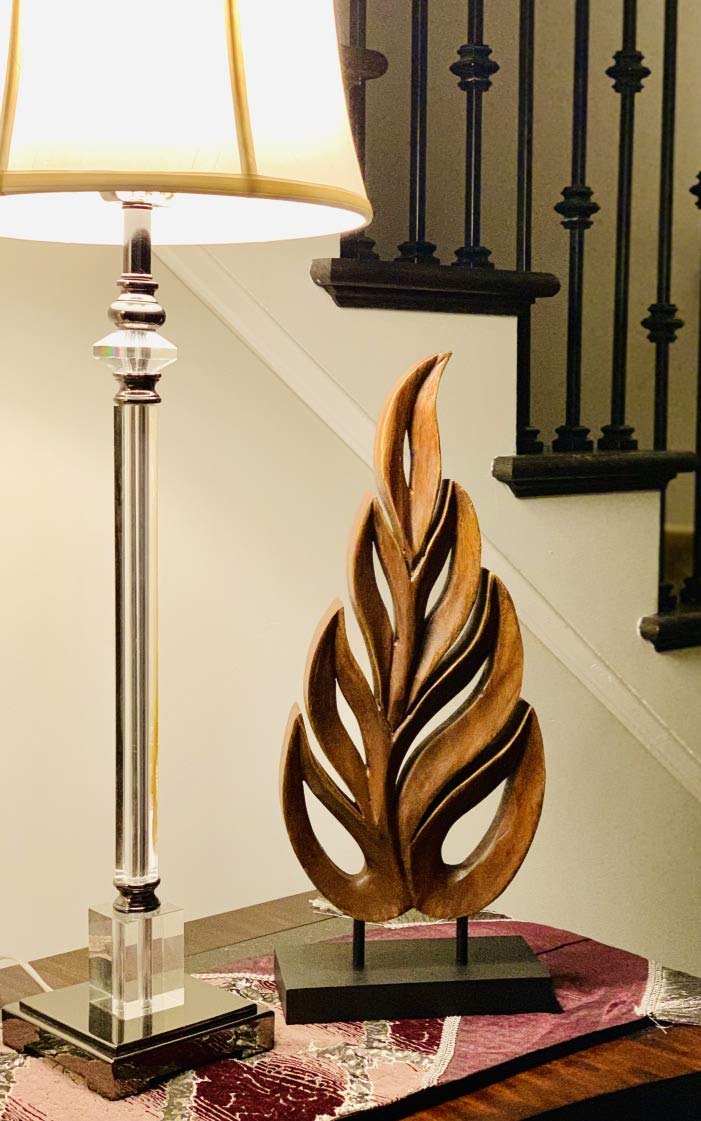 Decozen Handcrafted Solid Wood Leaf Sculpture From Daughter, Son, Husband - Ideal For Home, Mantel, Fireplace, And Foyer Decor -