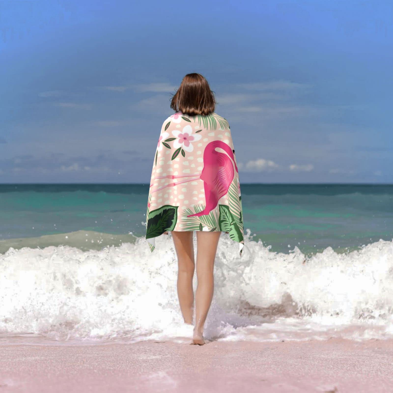 Flamingo Beach Towel For Women, Microfiber Beach Towels For Adults, Cute Personalized Beach Towels Bulk, Big Extra Large Beach T