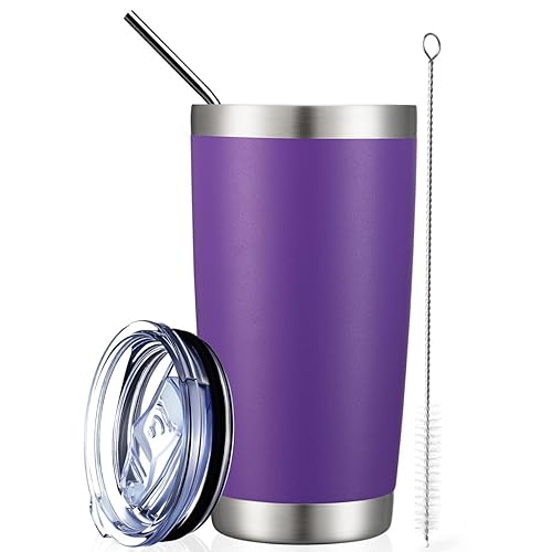 Comooo 20Oz Double Wall Vacuum Insulated Travel Mug, Stainless Steel Tumbler With Lid And Straw For Women Durable Powder Coated
