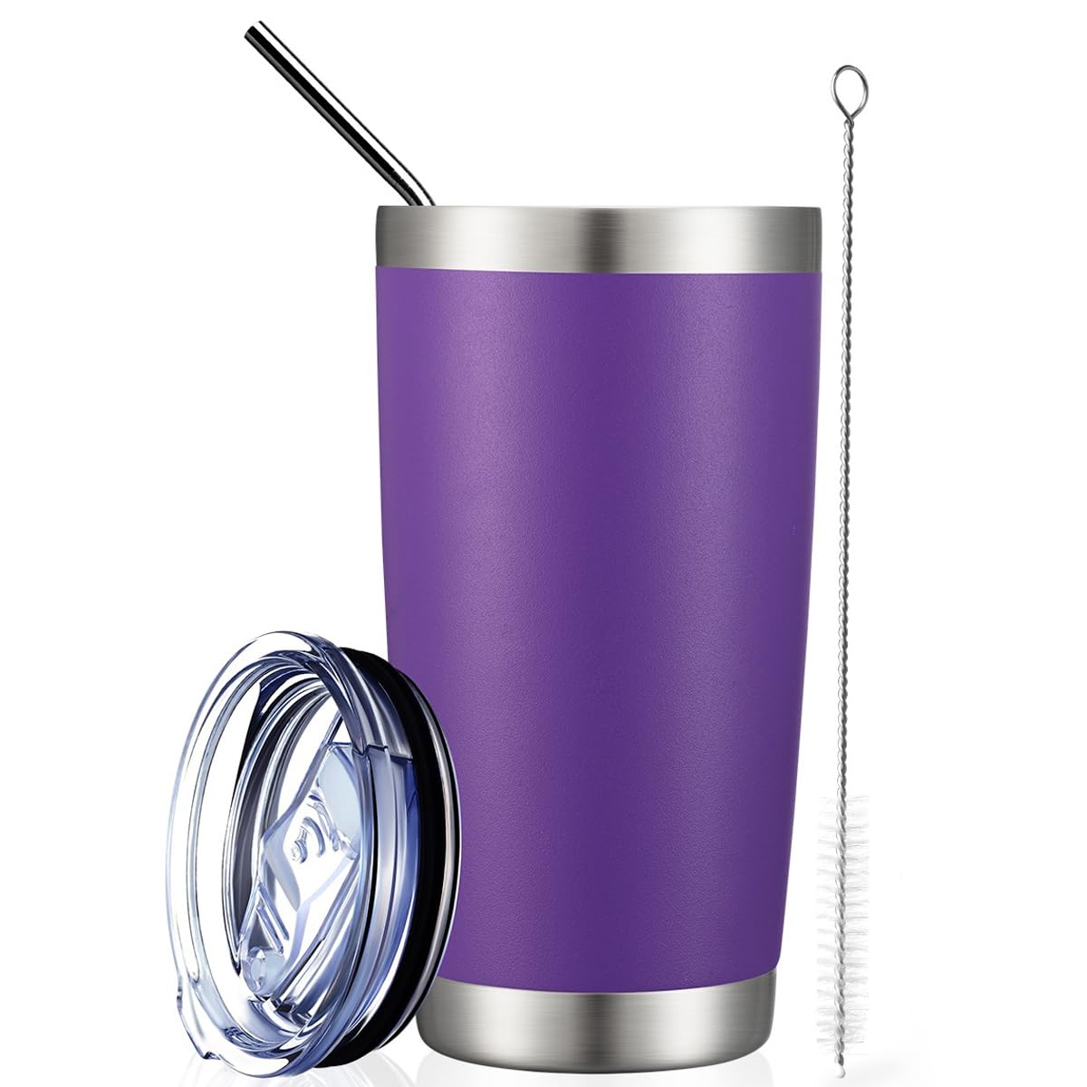 Comooo 20Oz Double Wall Vacuum Insulated Travel Mug, Stainless Steel Tumbler With Lid And Straw For Women Durable Powder Coated