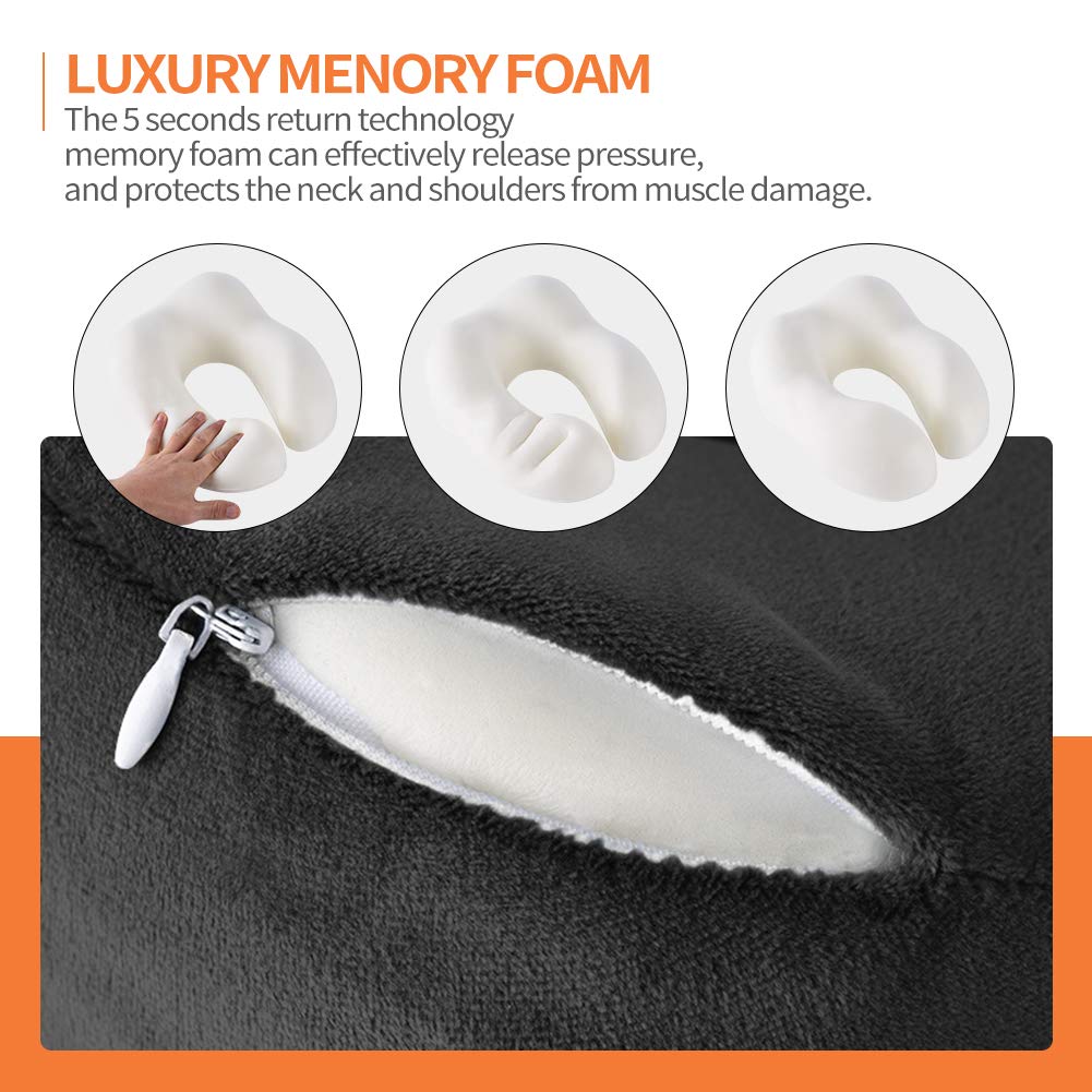 Niwlix Travel Pillow Memory Foam Pillow, Neck Pillow For Airplane, Neck & Head Support Pillow For Sleeping Rest & Car, Travel Pi