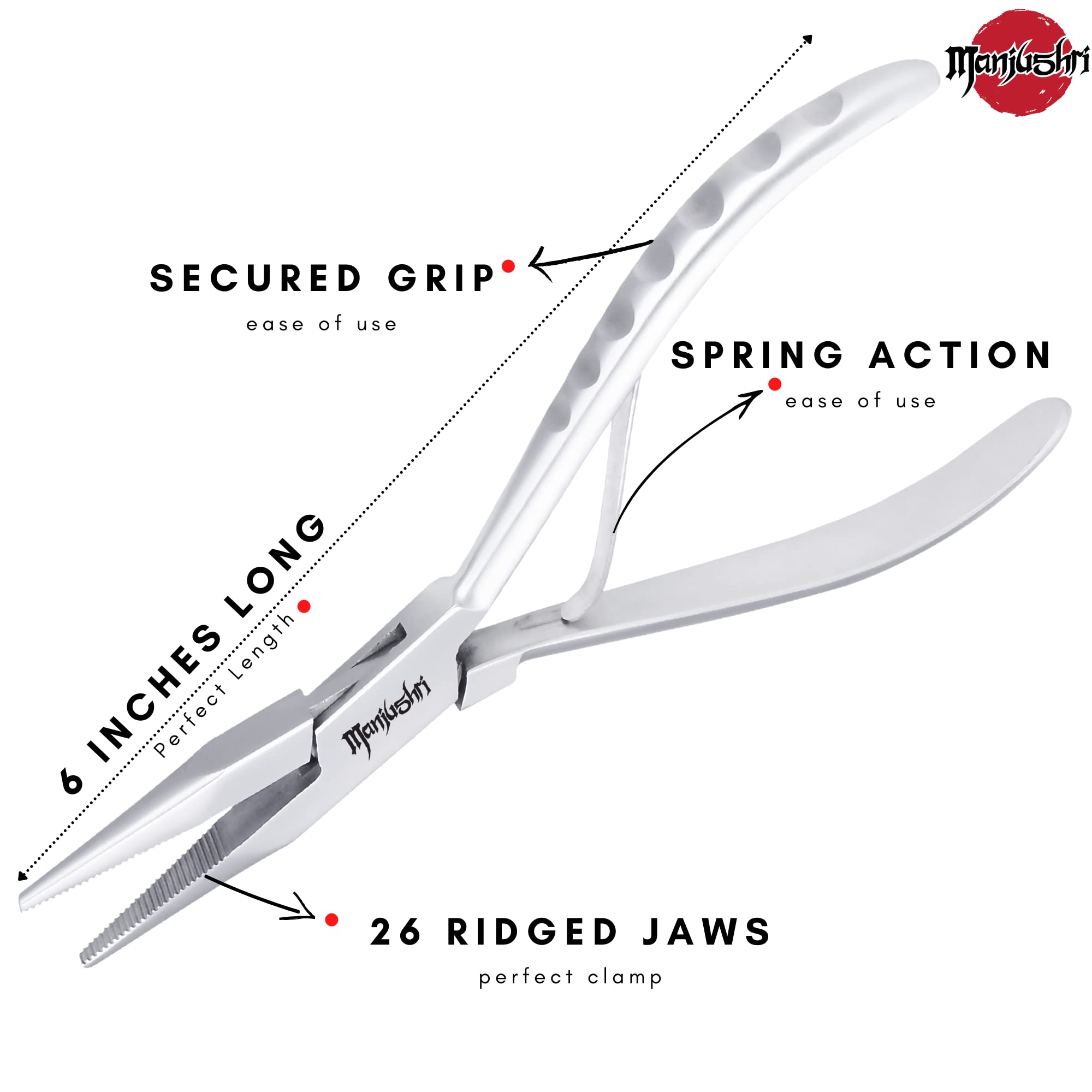 Manjushri Precision 6 Inches Fish Pin Bone Pliers Tweezers For Removing, Plucking And Pulling Pin Bones (Silver)