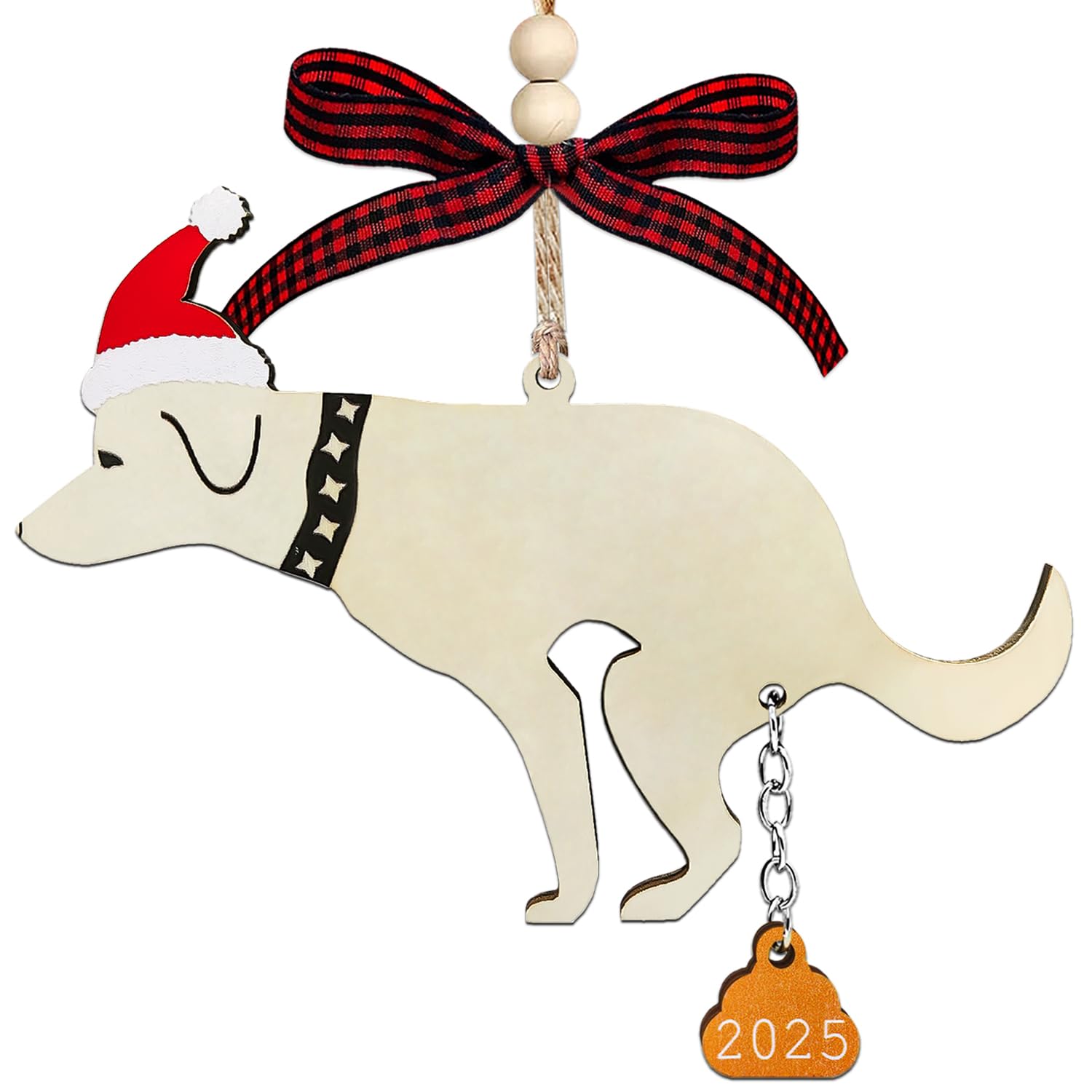 Funny Christmas Ornaments 2025, Wooden Dog Ornament - Fun Ornaments for Adults Exchange, Unique Ornament - Christmas Funny Gifts