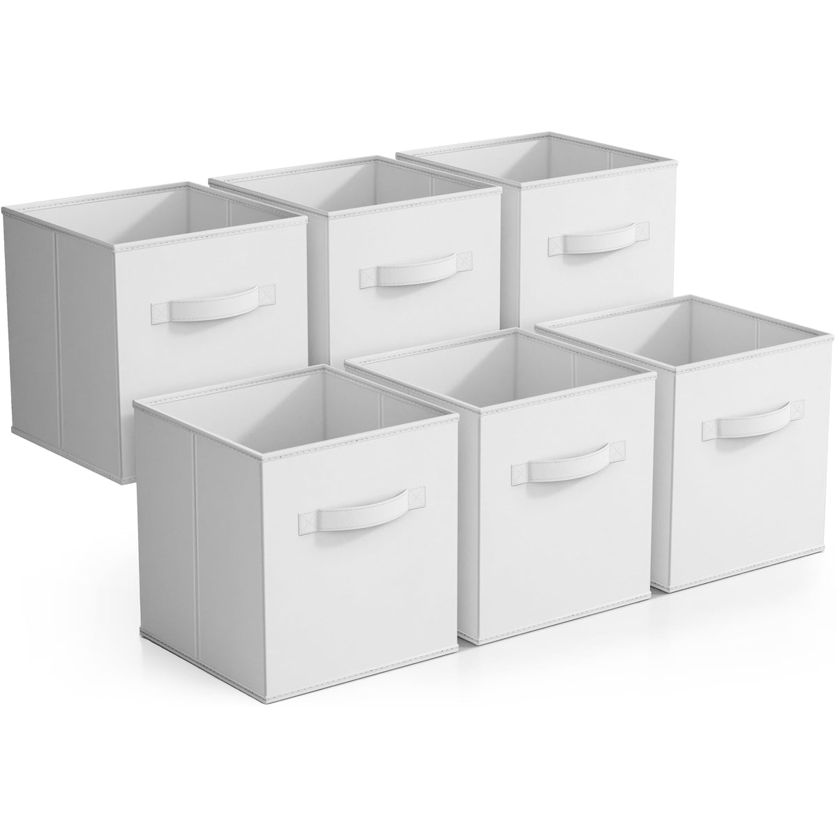 Sorbus Foldable Storage Cubes - 6 Pack, 11 Inch, White, Fabric, Foldable, Storage And Organization, Versatile Use, Collapsible S