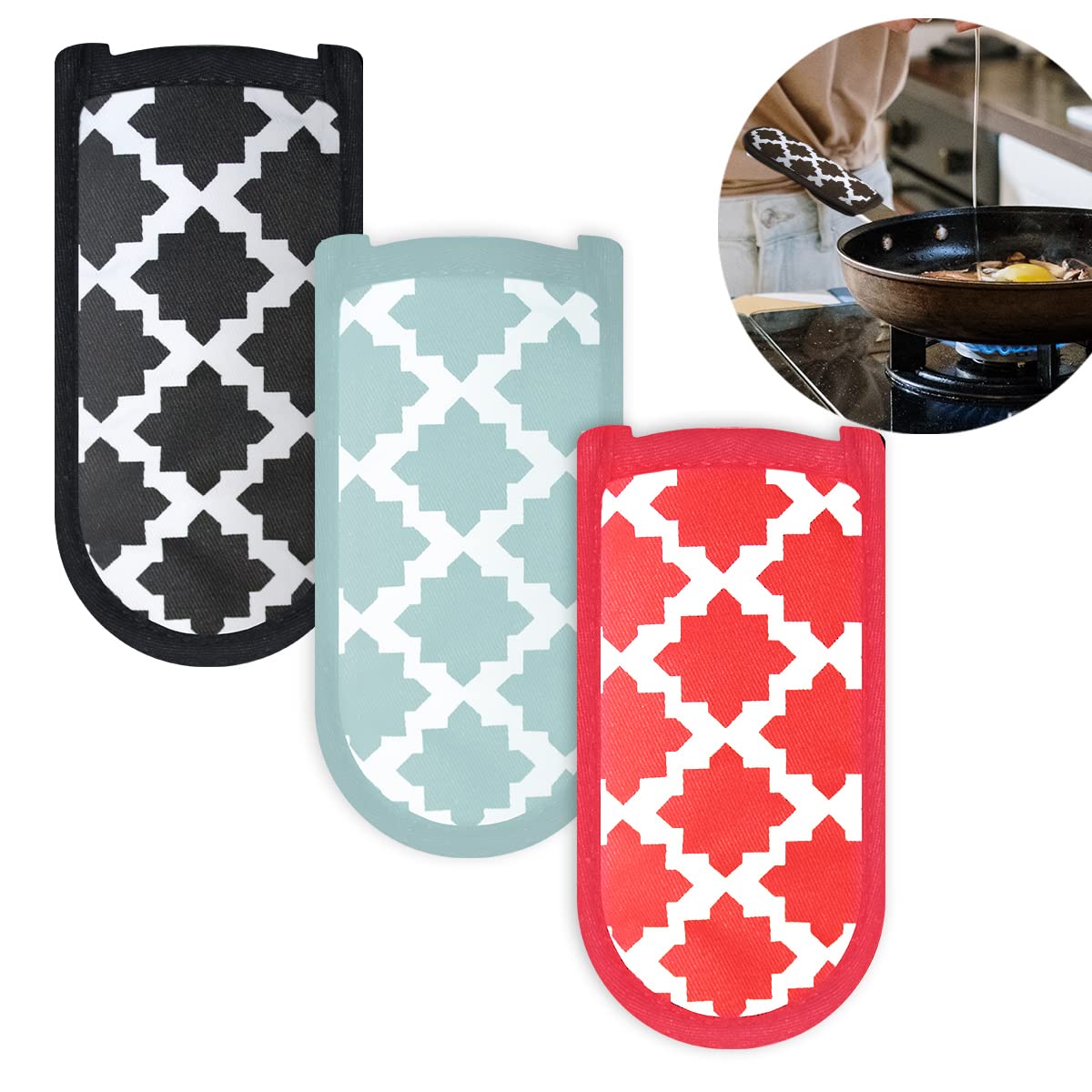 3 Pieces Hot Pot Handle Holder Cover For Kitchen Heat Resistant Hot Handle Sleeve Holder Cast Iron Pan Skillet Handle Cover Poth