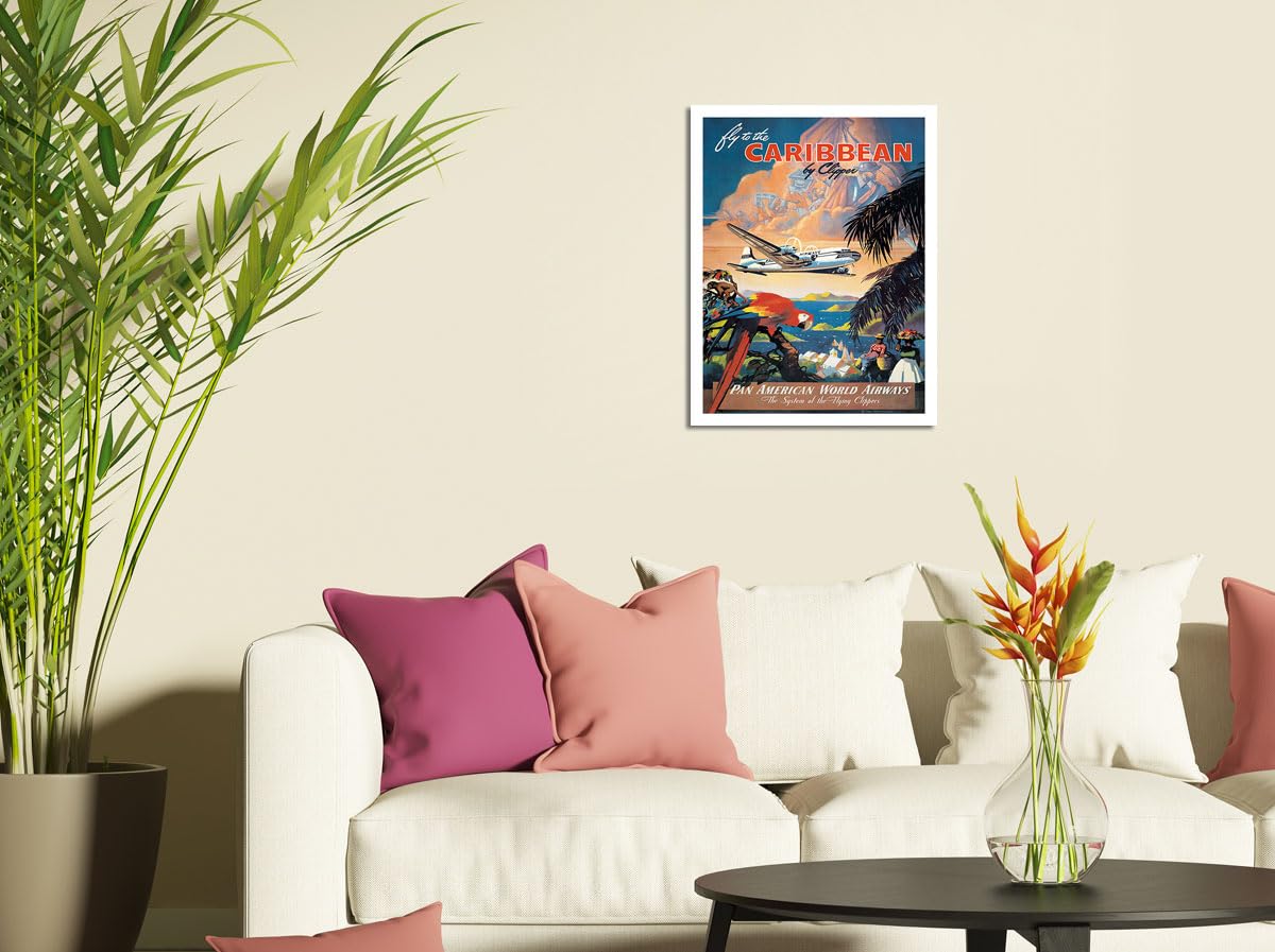Fly to the Caribbean by Clipper - Pan American World Airways - Vintage Airline Travel Poster by Mark Von Arenburg c.1940s - Fine Art Matte Paper Print (Unframed) 18x24in
