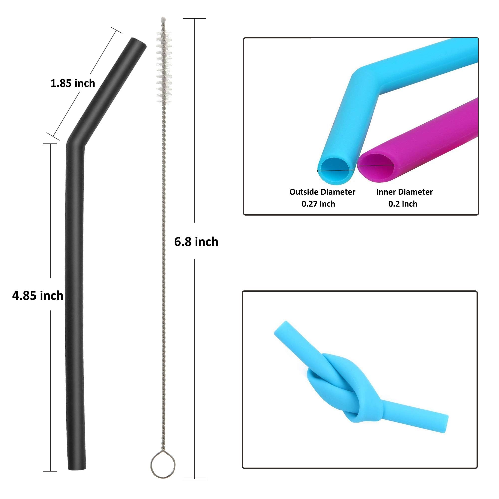 Reusable Clear Silicone Straws For Toddlers & Kids - 12 Pcs Flexible Short Drink 6.7'' Straws For 6-10 Oz Yeti/Rtic/Ozark Tumble