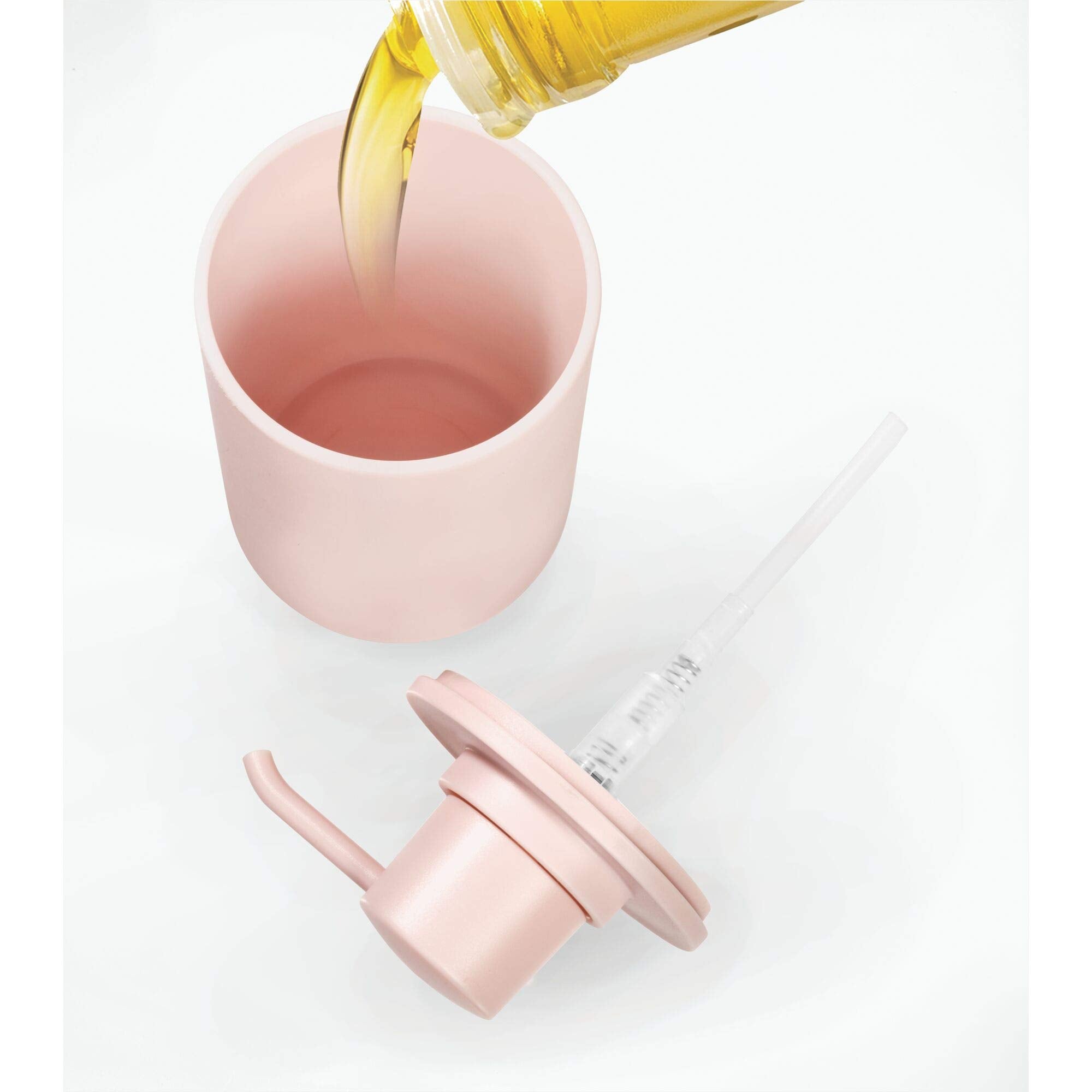 Idesign 28511 Cade Plastic Pump, Liquid Soap Dispenser Holds 12 Oz. For Bathroom, Kitchen Sink, Vanity, Blush