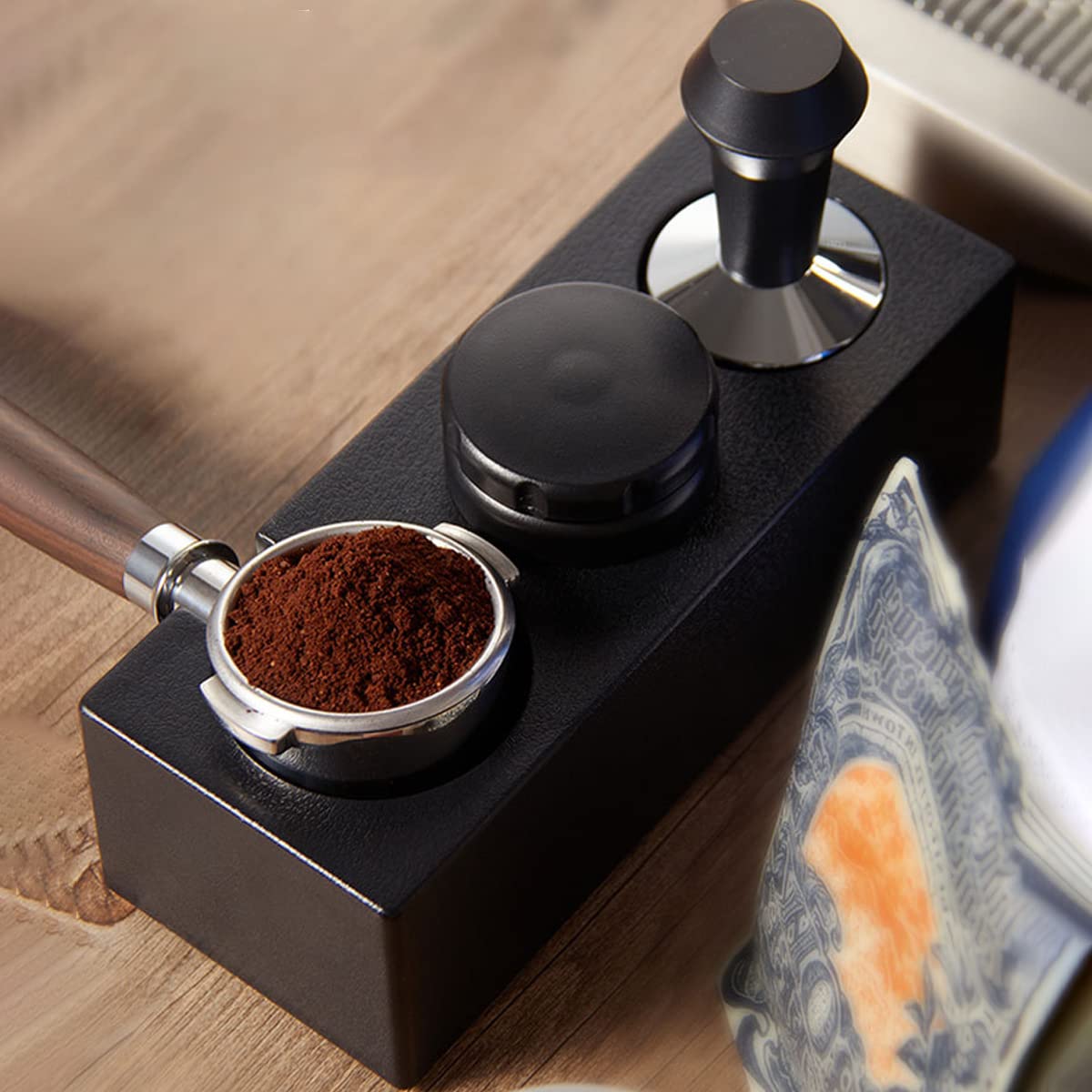 Ezebesta Tamper Station Anti-Slip Espresso Tamping Stand Solid Holder For Portafilters, Tamper And Distributor