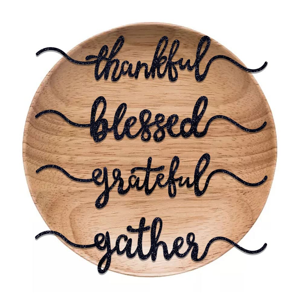 Aukolass 8 Pcs Thanksgiving Plate Cards, Thanksgiving Table Decorations Grateful Thankful Blessed Gather Place Card Plate Decors
