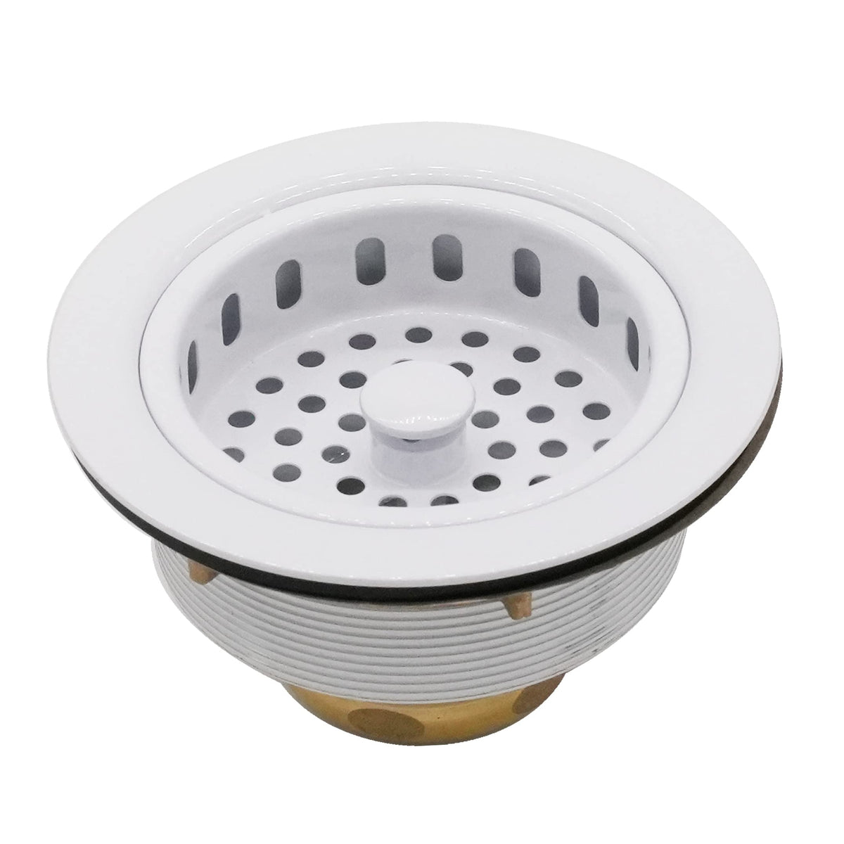Westbrass A214-50 3-1/2'' Post Style Large Kitchen Sink Basket Strainer, 1-Pack, Powder Coat White