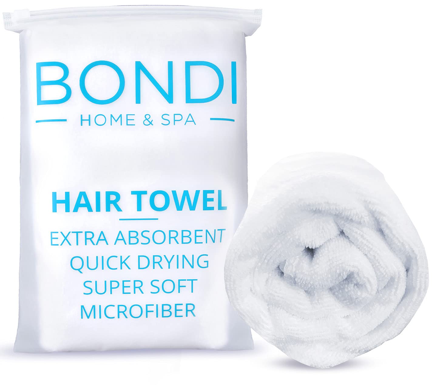 Bondi SPA Microfiber Hair Towel - Dries Hair 50% Faster - Anti-Frizz - Highly Absorbent & Super Soft - XL (42 x 22) - Rectangle