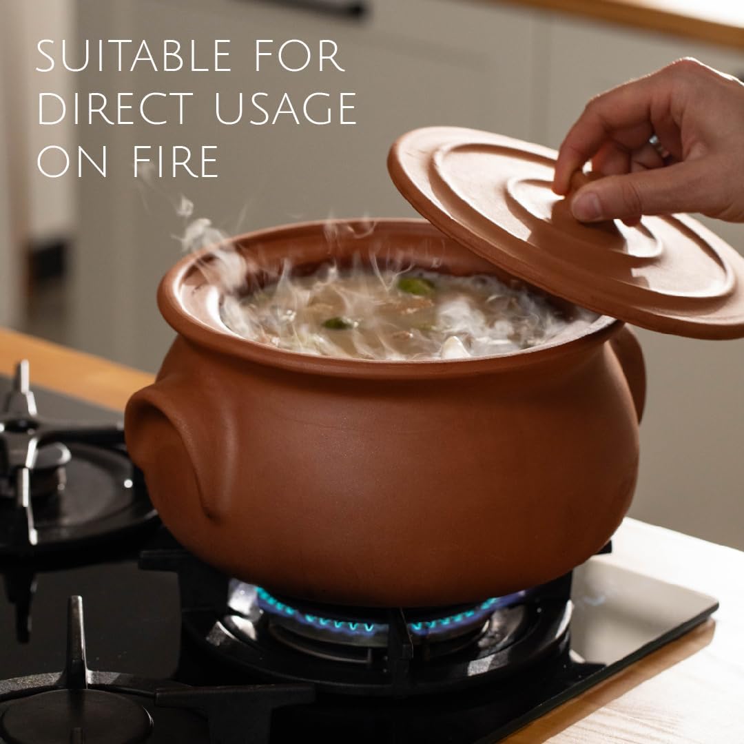 Hakan Handmade Clay Pot With Lid, Natural Unglazed Earthen Cookware, Terracotta Pot, Casserole Dish, Rice Cooking, Clay Pot, Ter