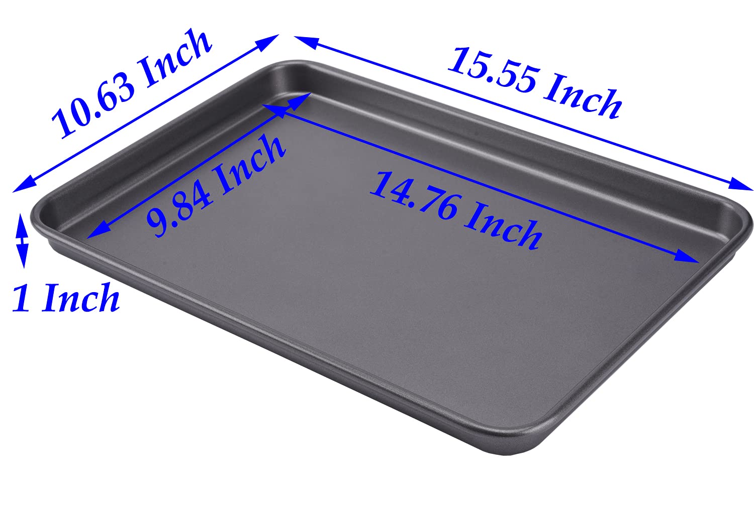Hytk 2 Cookie Baking Sheet Pan Nonstick 15.55 X10.63Inch (Inner 14.76X9.84Inch) Jelly Roll Tray 2X Thicker Carbon Steel Non -Tox