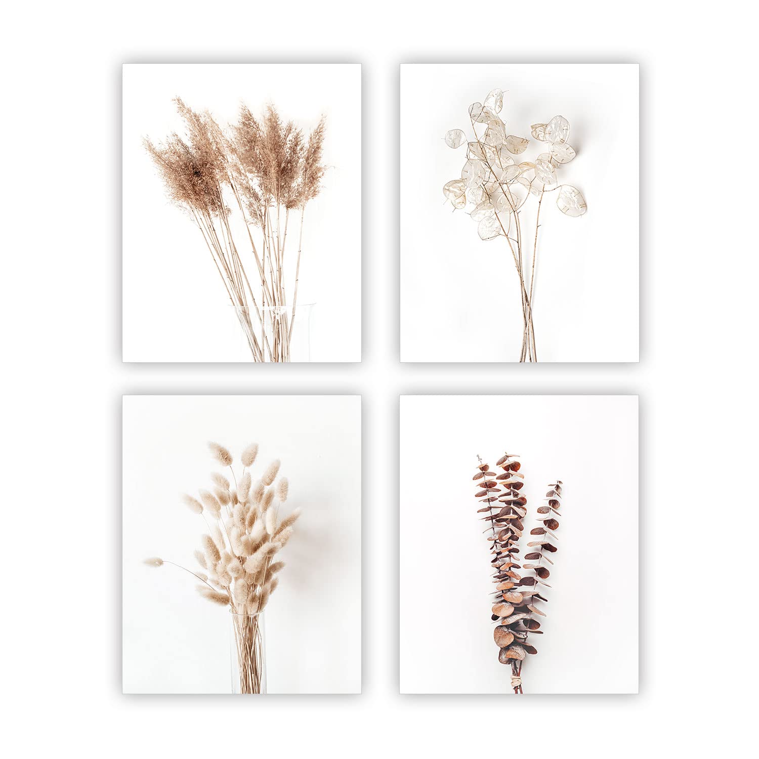 Heilkee Boho Wall Art Pampas Grass Decor Fall Farmhouse Decorations Botanical Prints Beige Room Aesthetic Neutral Bathroom Kitch