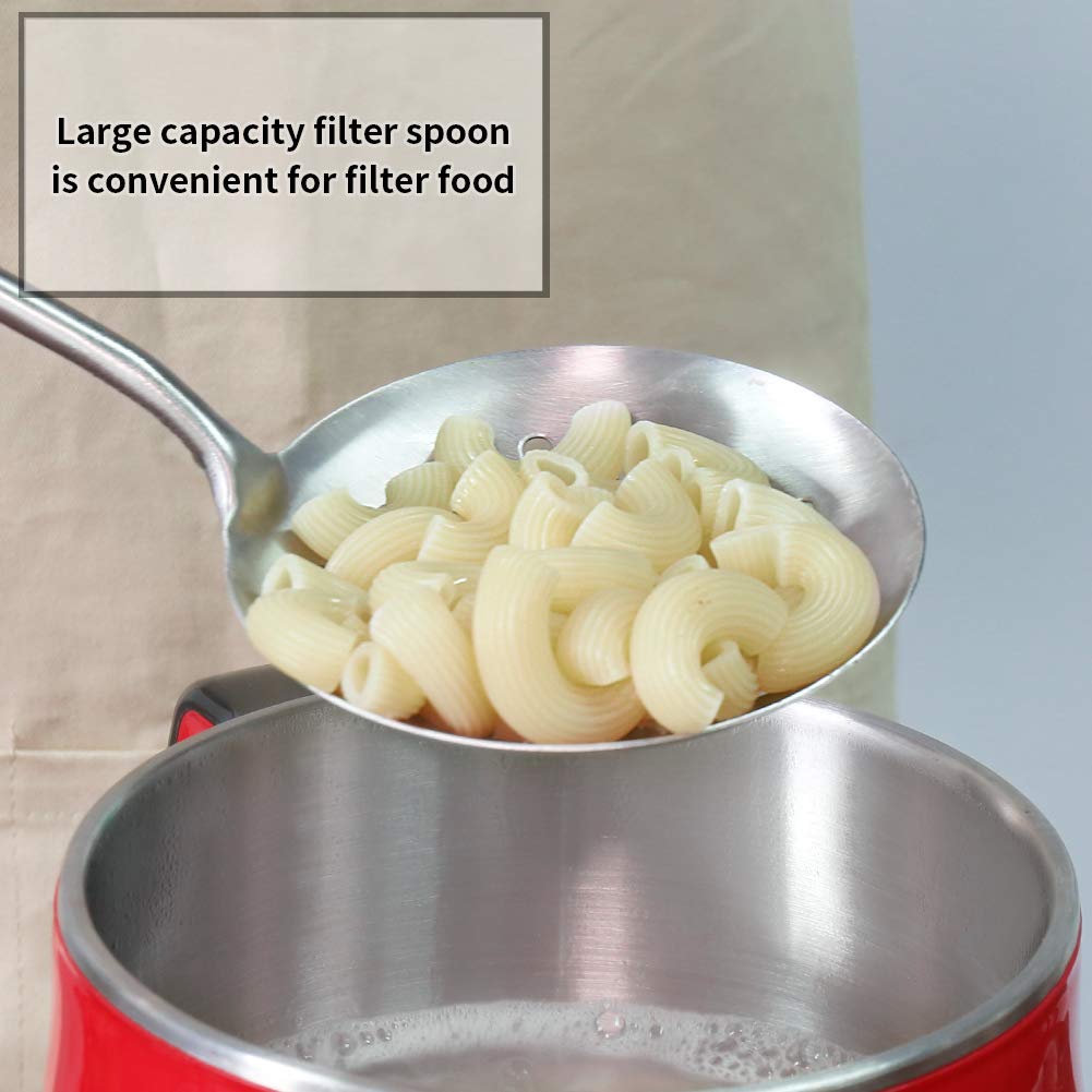Newness Slotted Spoon  [Rustproof  Heat Resistance  Integral Forming] Durable 304 Stainless Steel Skimmer Spoon with Vacuum Ergonomic Round Handle  Cooking Strainer Spoon for Kitchen  15.47 Inches