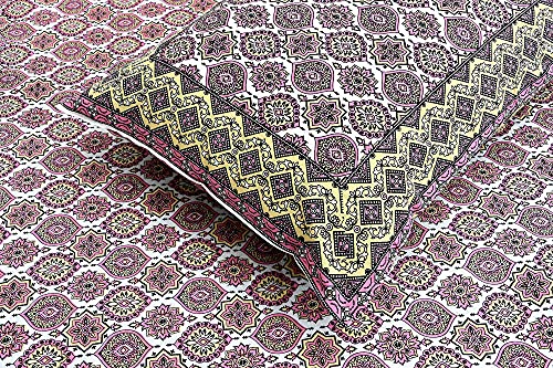 Easygoods 240 Tc Cotton Bedsheet For Double Bed Yellow Mandla|Ethnic33 Bedsheet King Size Bed Cotton|King Size Bedsheet|Double B