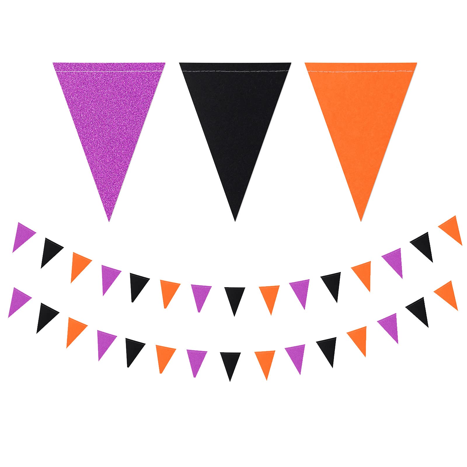 Black Orange Purple Halloween Party-Decorations Banner,2 Pack Graduation 2024 Birthday Baby Shower Streamers Garland Decor Glitt