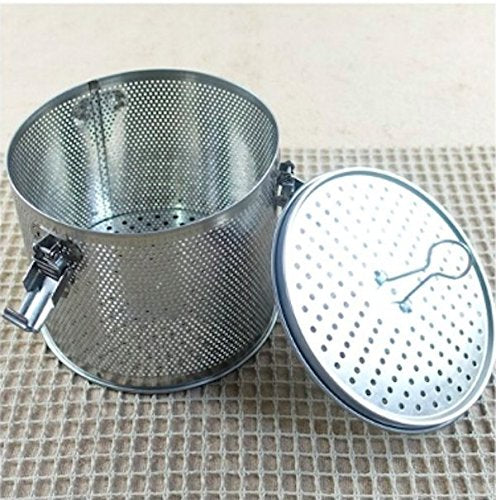 Minecook Commercial Grade D 6.3'' X H 5.3'' Genuine Stainless Steel 18/8 Perforated Tall Strainer - One Touch Lock System - Restaurant & Home Use - Extra Large