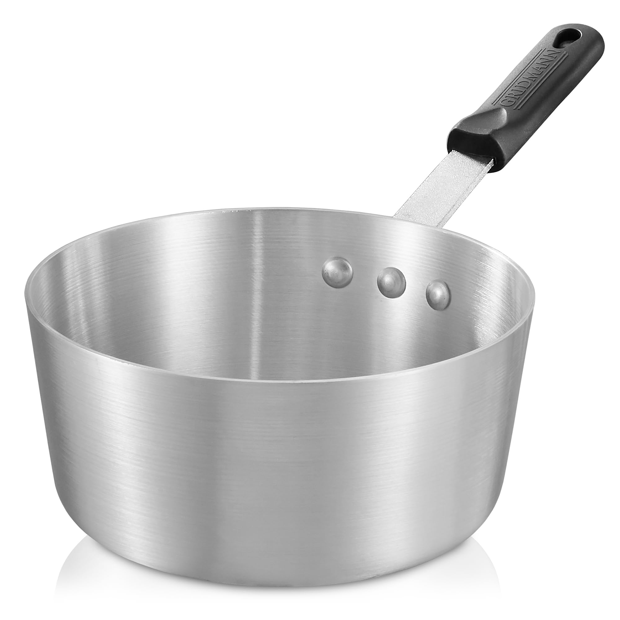 Gridmann 2.75-Quart Tapered Aluminum Sauce Pan With Silicone Handle, Nsf Listed Heavy Duty Professional Cookware