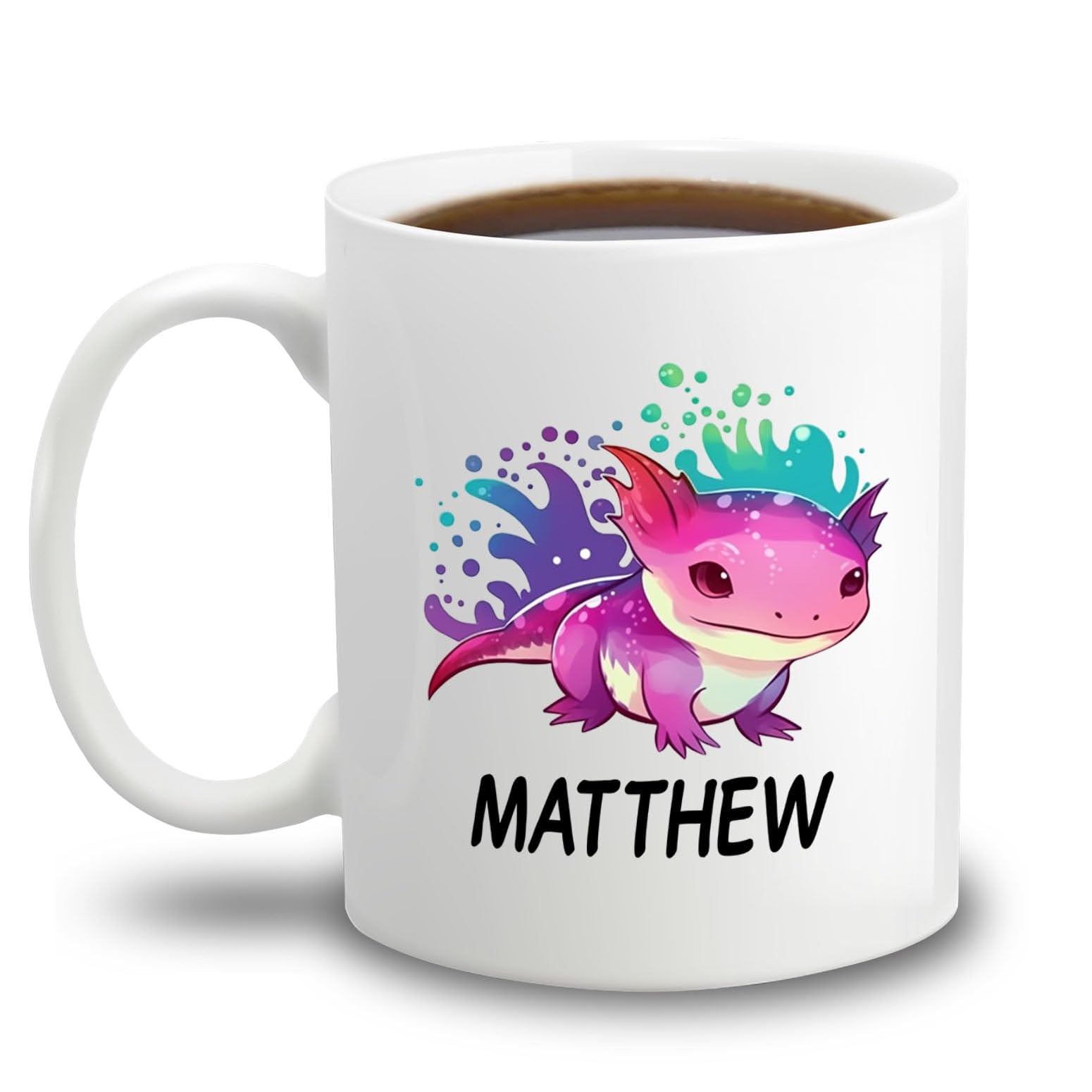 Personalized Axolotl Coffee Mug Cup Gift With Choose Name, Customized Axolotl White Ceramic Tea Cup 11 15 Oz, Cute Axolotl Coffe