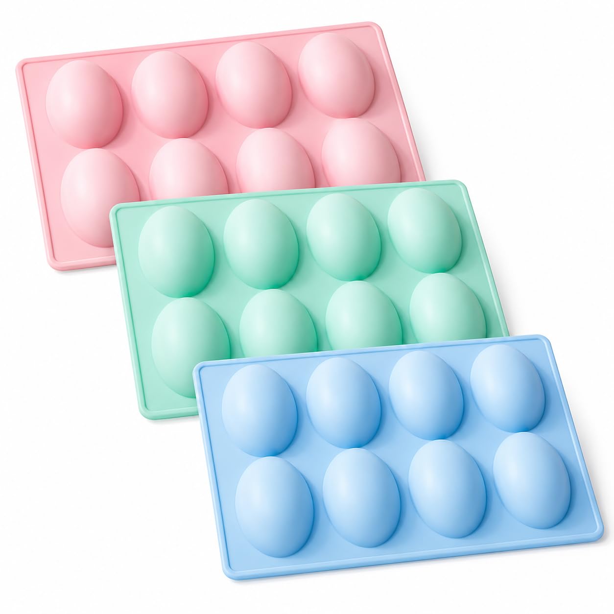 Egg Molds Silicone 3Pack, Candy Egg Mold for Chocolate, Yogurt Bites, Smoothie Cubes & Mini Desserts, Silicone Baking Molds Sha