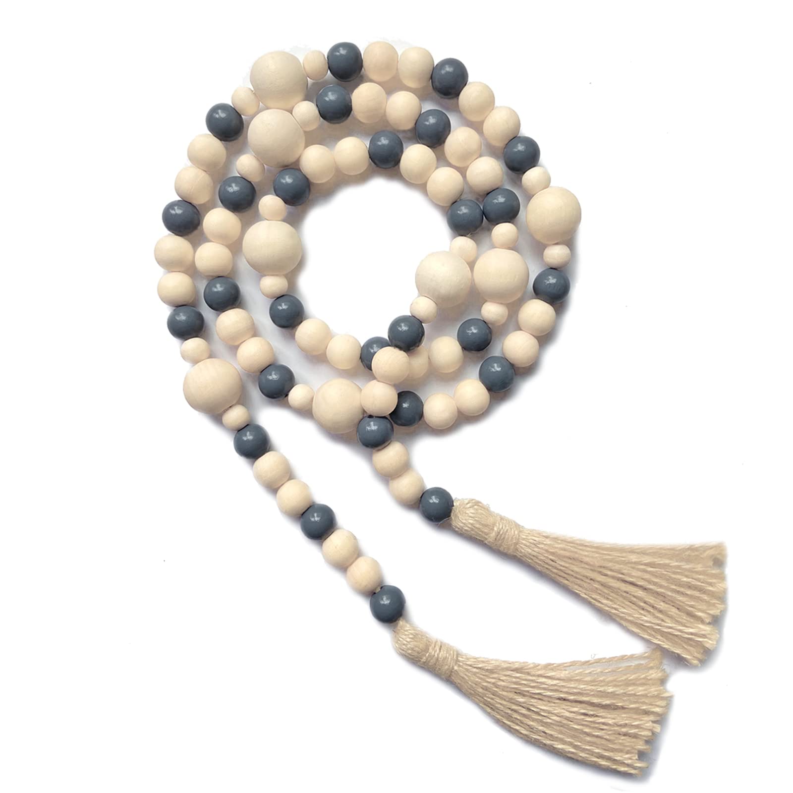 OMISHE Wood Bead Garland with Tassels 61 Inches, Wooden Beads Garland, Boho Home Decor, Decorative Beads Garland Decor, Farmhous