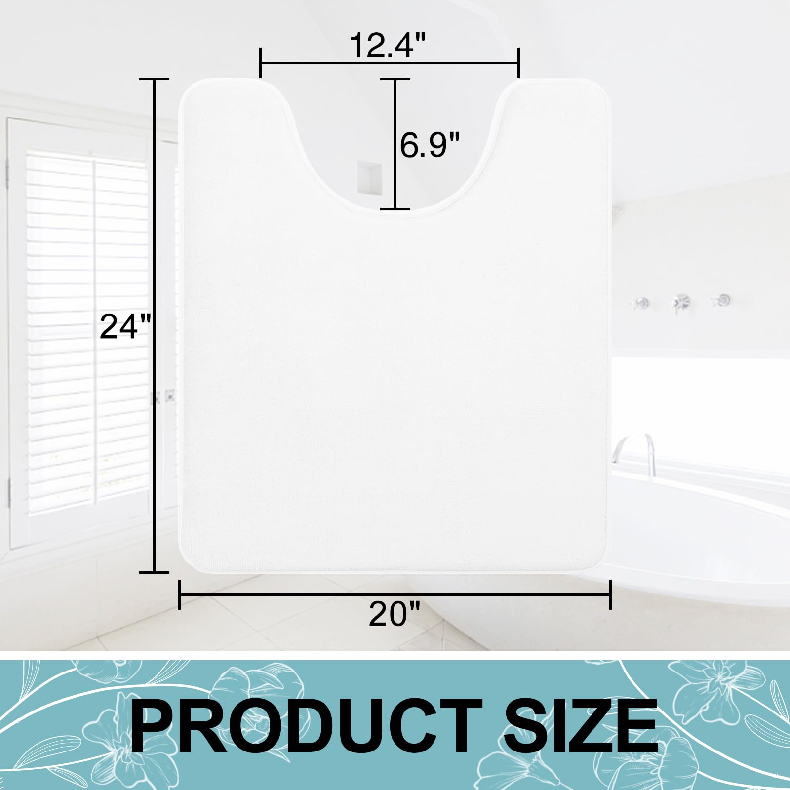Smiry Memory Foam U-Shaped Toilet Bathroom Rugs 24'' X 20'',Extra Soft Absorbent Non-Slip Contoured Rugs, Machine Washable Conto