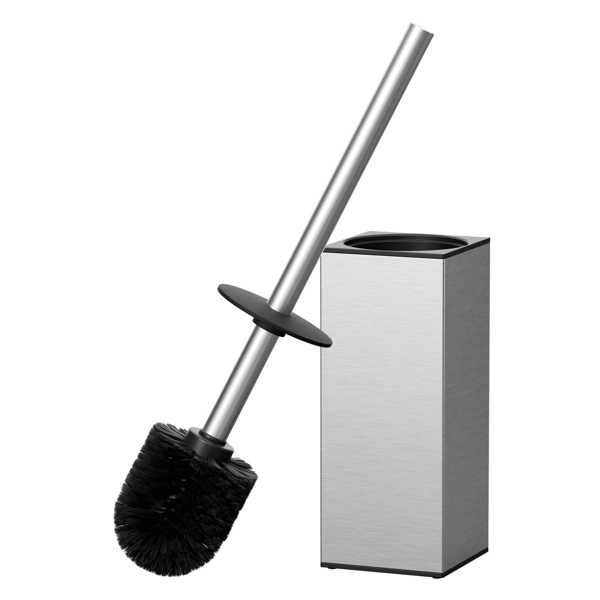 Forious Toilet Brush And Holder Set, Heavy Duty 304 Stainless Steel Base Square And Long Handle For Bathroom Deep Cleaning, Drip