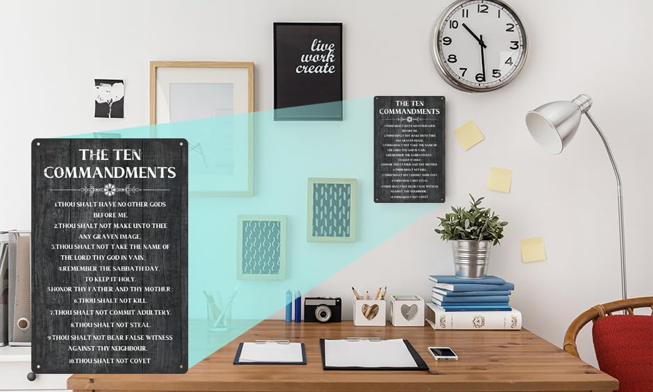 The Ten Commandments Thou Shalt Have No Other Gods Before Me Metal Hanging Sign Inspirational Signs Gift Farmhouse Rustic Wall A