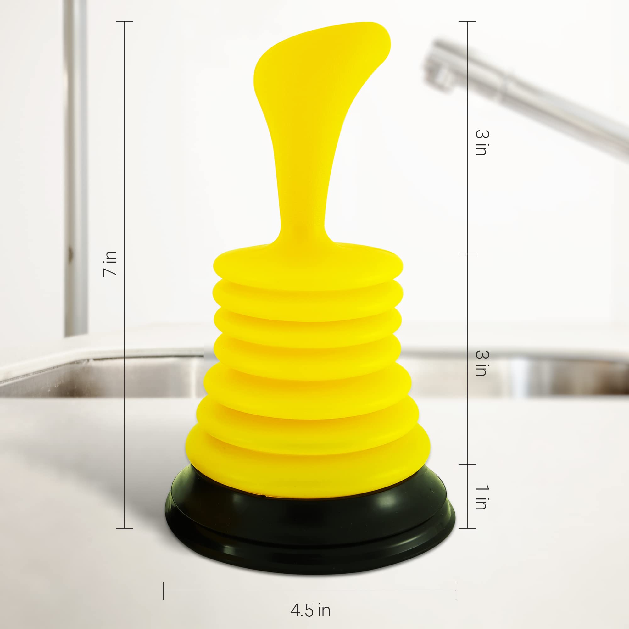 Meadow Lane Mini Drain Unclogger (7-in) Powerful Suction Plunger for Sink  Kitchen & Bath - Commercial Grade Gasket  Yellow  1-Pack