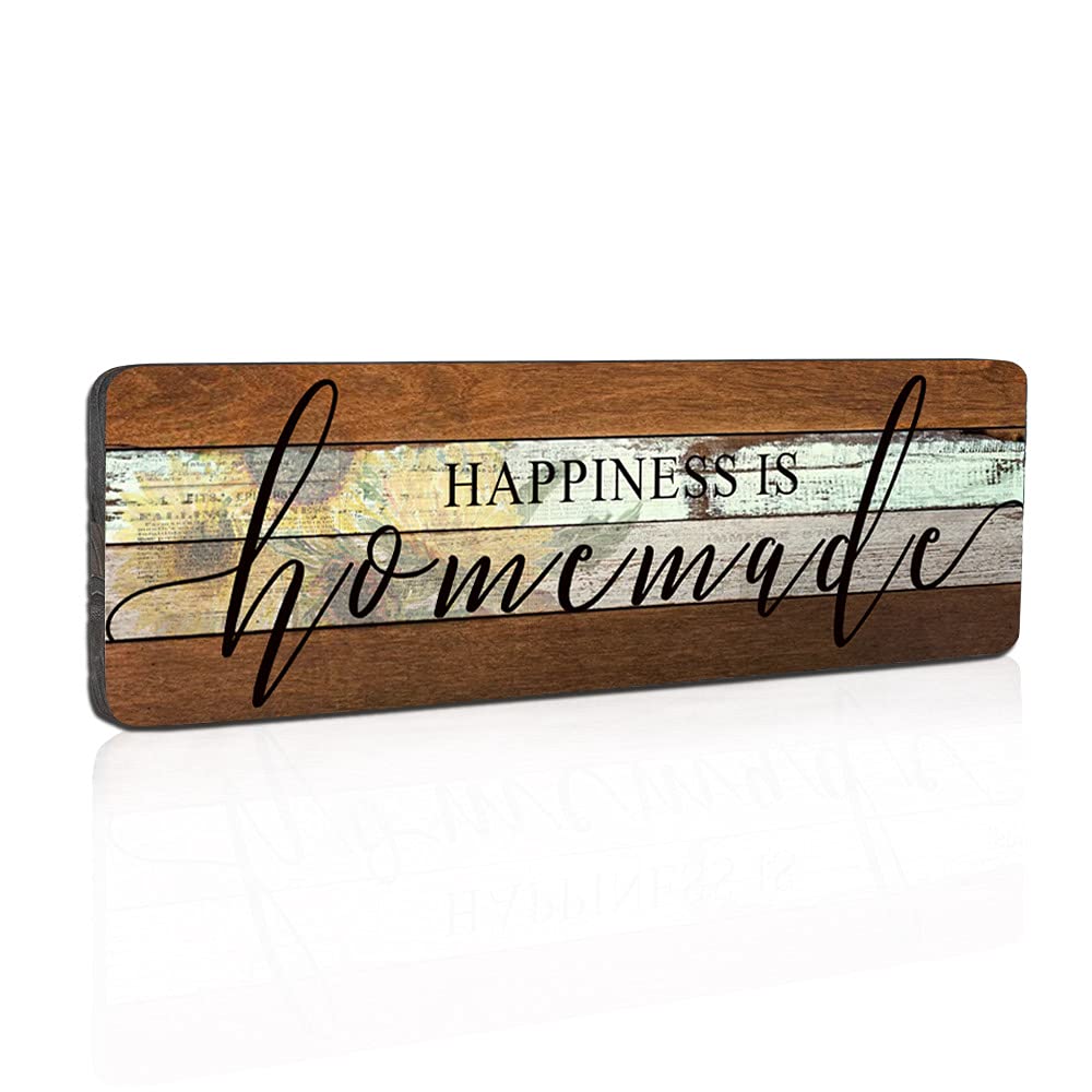 Farmhouse Wood Sign Wall Decor Love Sign Home Decor Wall Art-Happiness is Homemade-Kitchen Signs Wall Decor Size 16x5