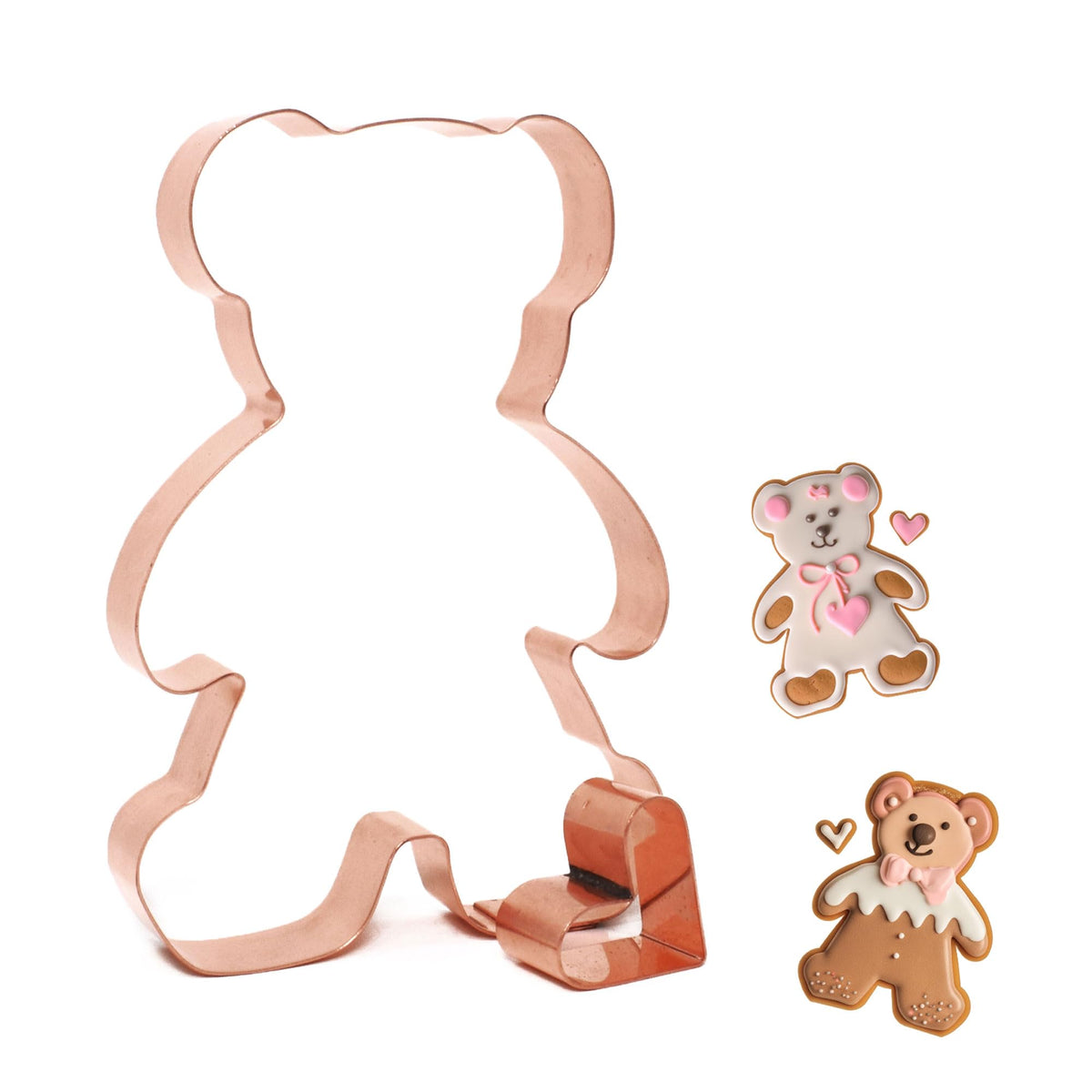 Valentines Day Teddy Bear Cookie Cutter With Mini Heart 3.75 X 5.25 In Made In Usa Handcrafted Teddy Bear Gifts For Bakers And L