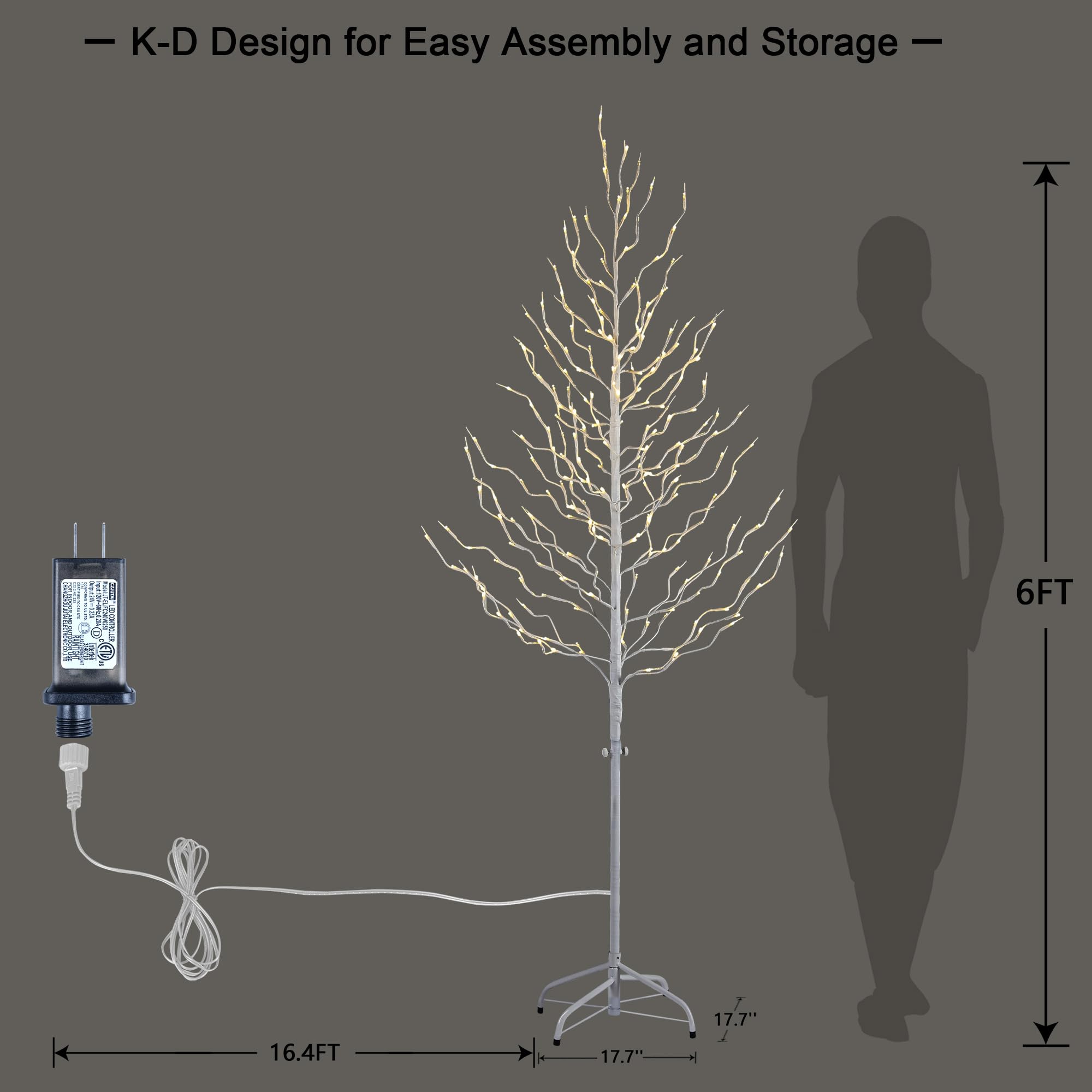 Lightshare Twisted 6FT Warm White Star Light Christmas Tree, White