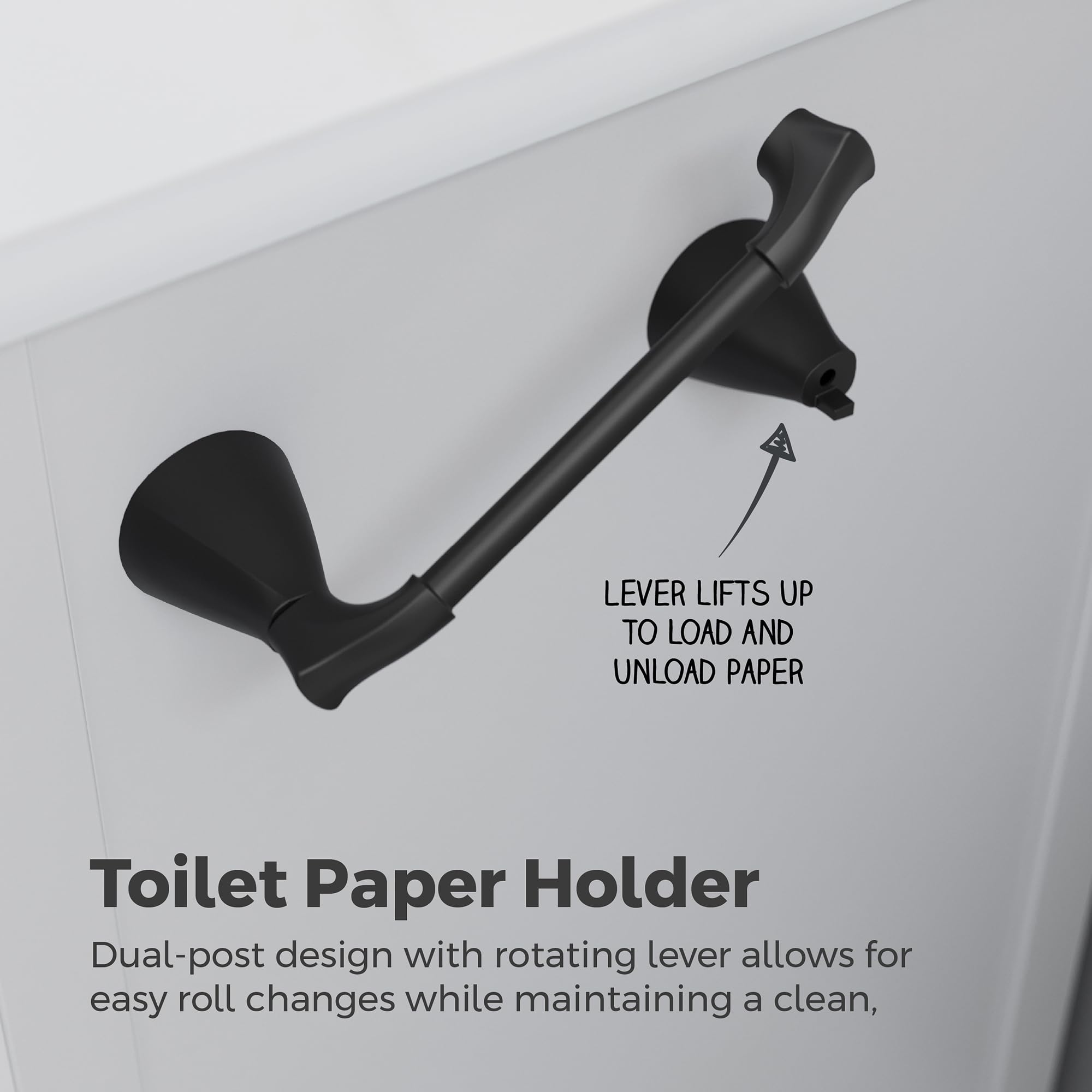Pfister Willa Toilet Paper Holder, Bathroom Tissue Roll Holder, Wall-Mounted, Screw-In, Matte Black Finish, Bphwll0B