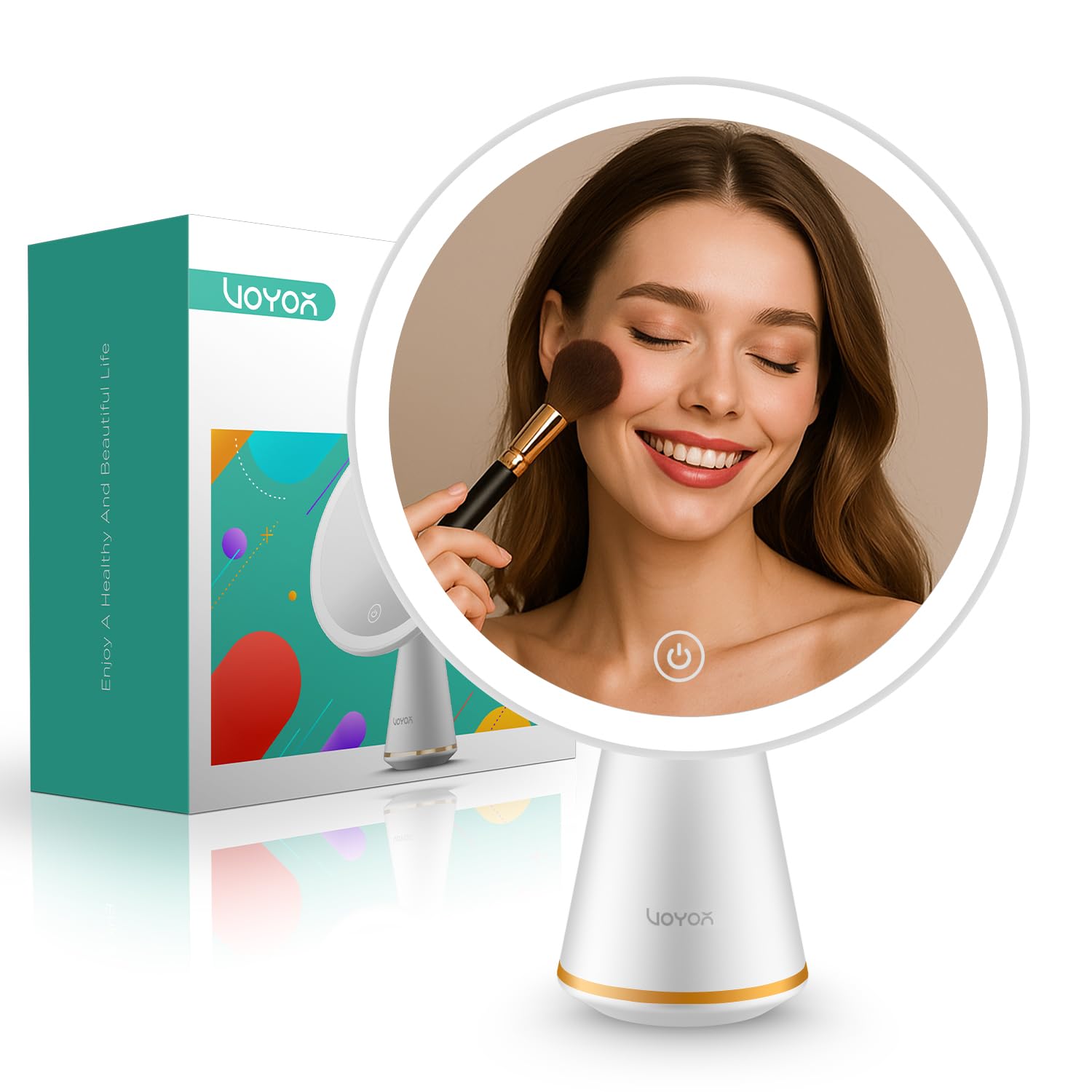 VOYOR Makeup Mirror Rechargeable Travel Vanity Mirror with Lights Removable Desk Mirror Adjustable Angle Light up Makeup Mirror 