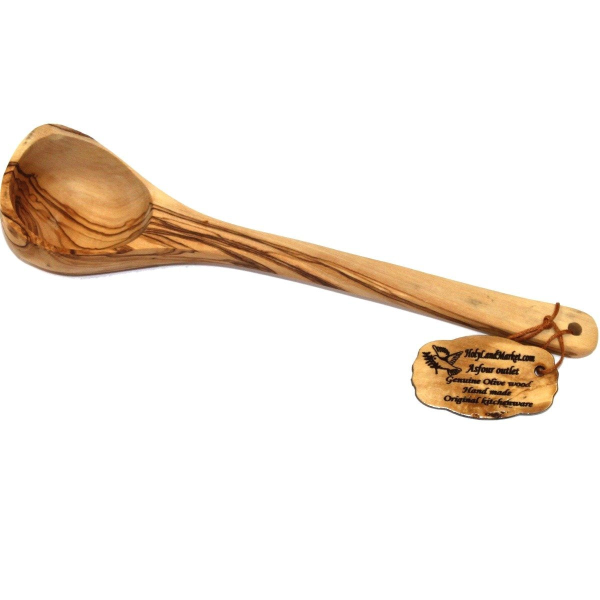 Holy Land Market Olive Wood Soup Ladle  Handcrafted Mediterranean Spoon, Small 10 in  Asfour Outlet