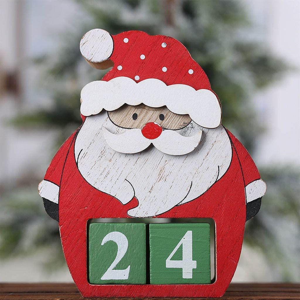 Christmas Wooden Calendar Advent Calendar Blocks Desktop Perpetual Calendar Countdown Calendar for Xmas Home Office Table Orname