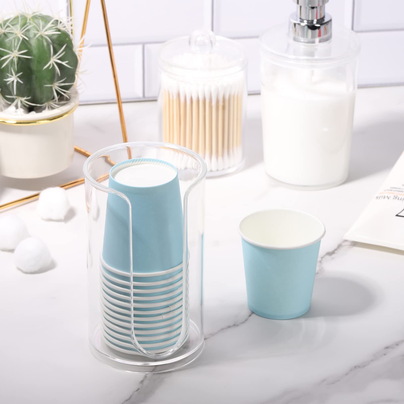 Lovebb Bathroom Cup Dispenser, 3Oz-5Oz Small Disposable Paper Cups Holder For Bathroom Vanity Countertop'S Rinsing/Mouthwash Cup