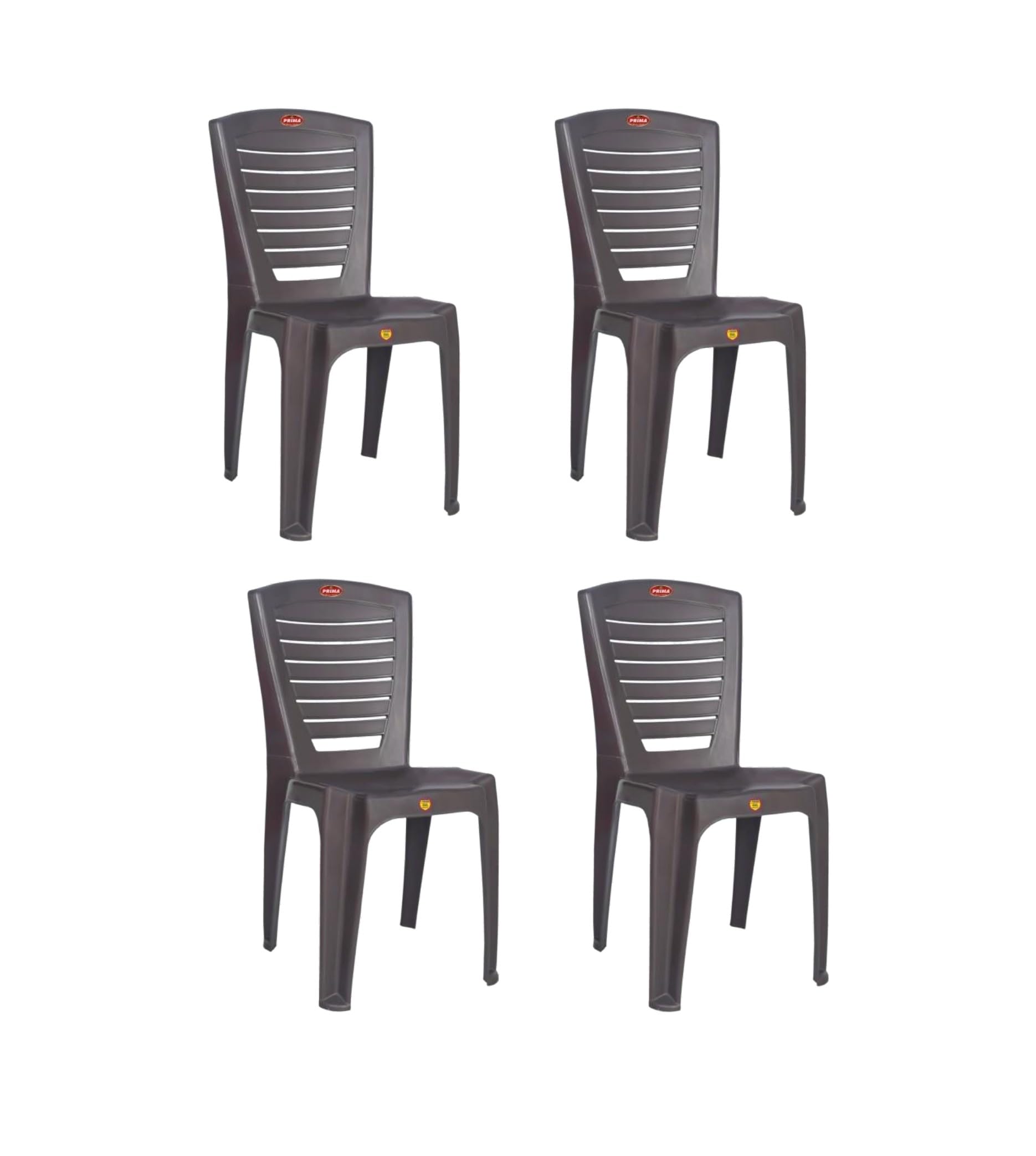 Prima Plastic Chair For Living Room | Set Of 4 | Chair For Home, Living Room, Outdoor | Stackable Chair Without Arm | 100% Virgi