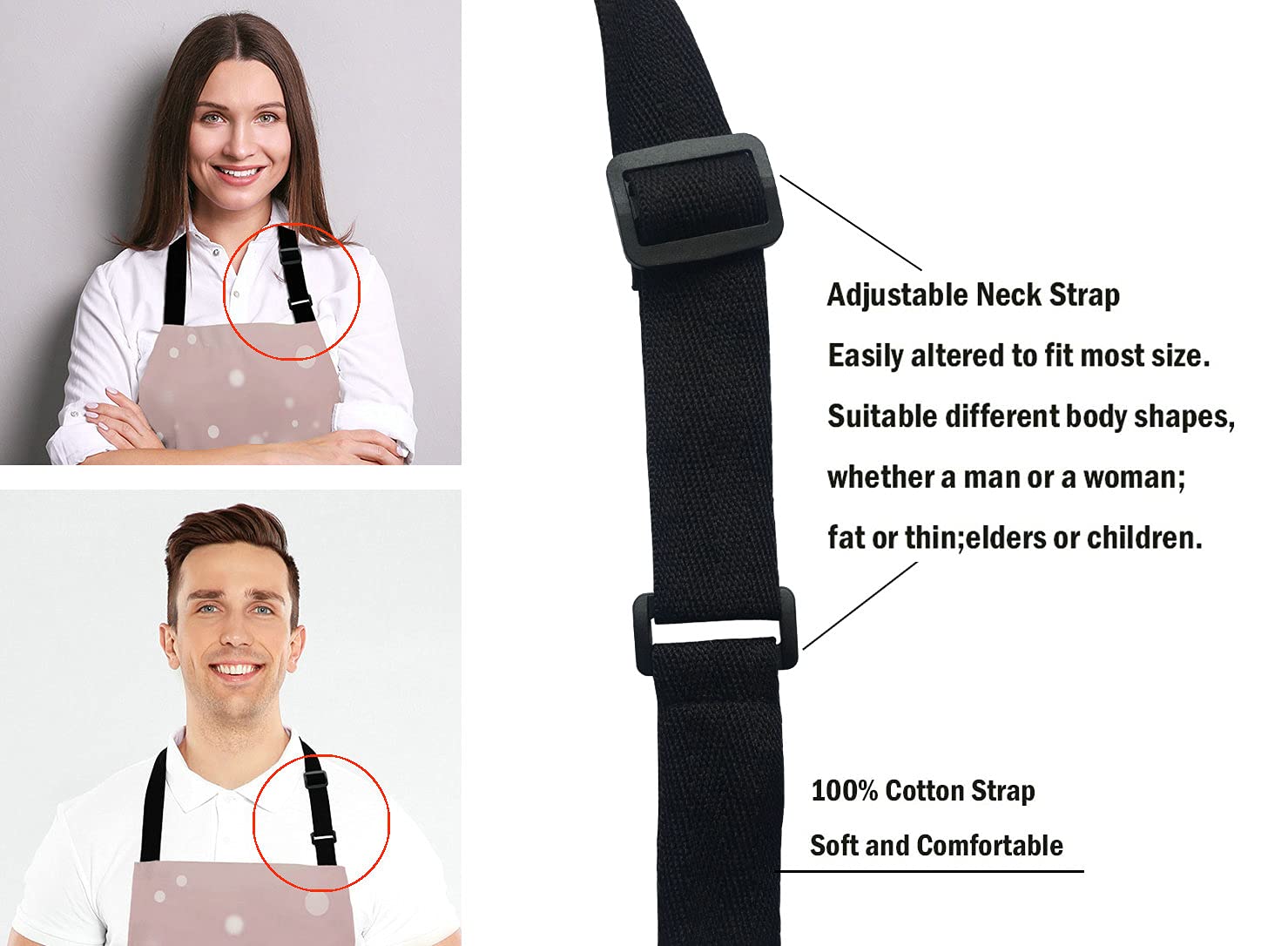 Lefolen Rose Gold Rainbow Glitter Bib Apron With Adjustable Neck For Men Women,Suitable For Home Kitchen Cooking Waitress Chef G