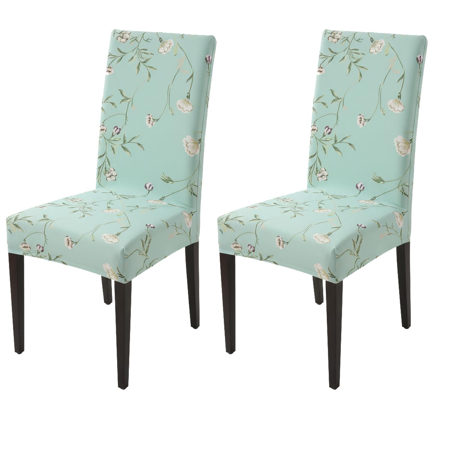 House Of Quirk Elastic Chair Cover Stretch Removable Washable Short Dining Chair Cover Protector Seat Slipcover (Pack Of 2, Gree