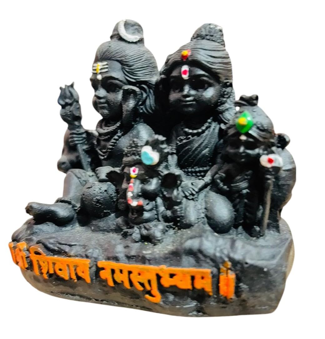 Srimaa Ventures Black Shiv Parivar Idol Of Shiva, Parvati, Ganesh, Kartikeya On Nandi Maharaj Murti Ideal For Mandir, Home Puja,