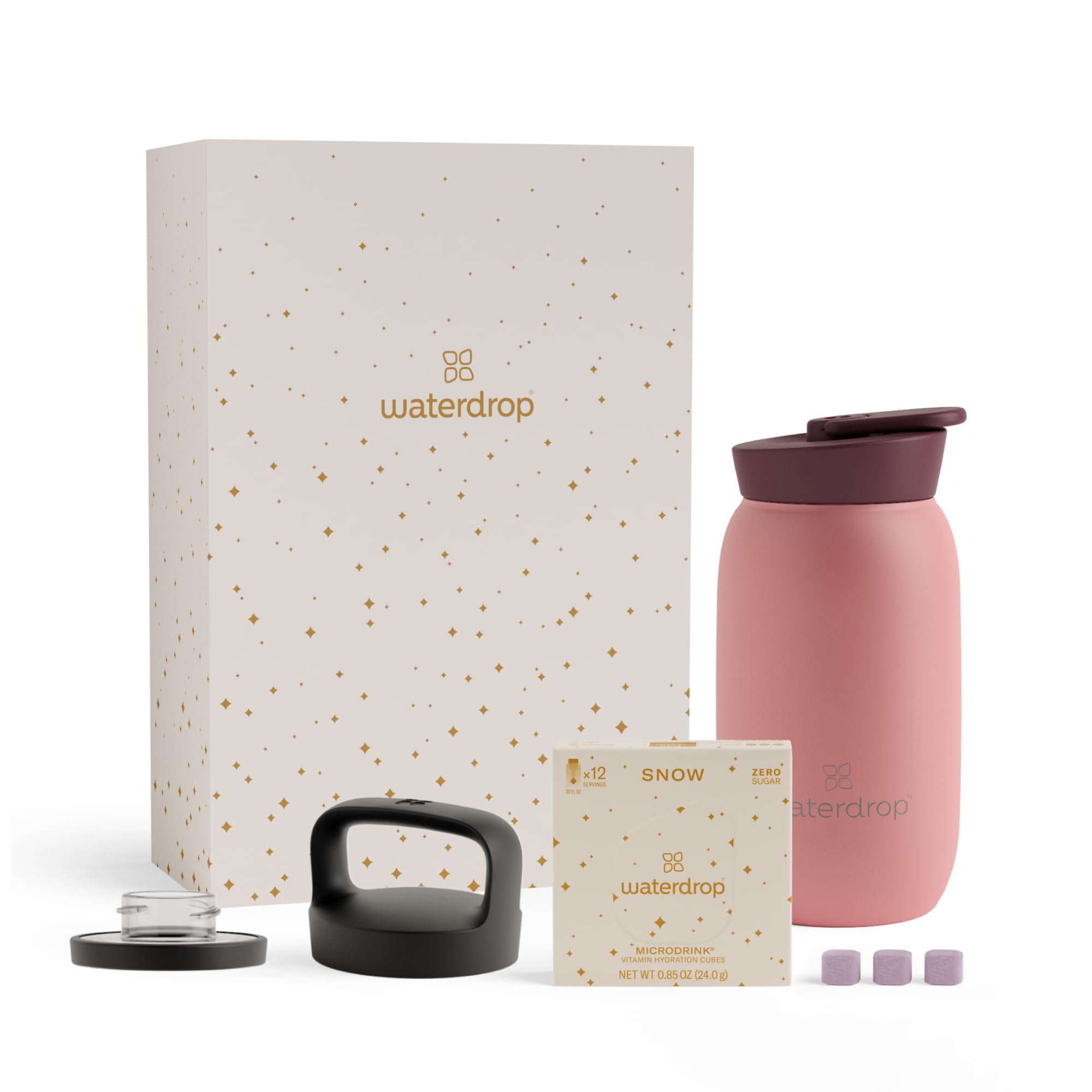 Waterdrop Microdrink Wellness Gift Set, Exclusive Edition With 1 Double-Walled Tumbler & 12 Limited Edition Snow Microdrinks & A