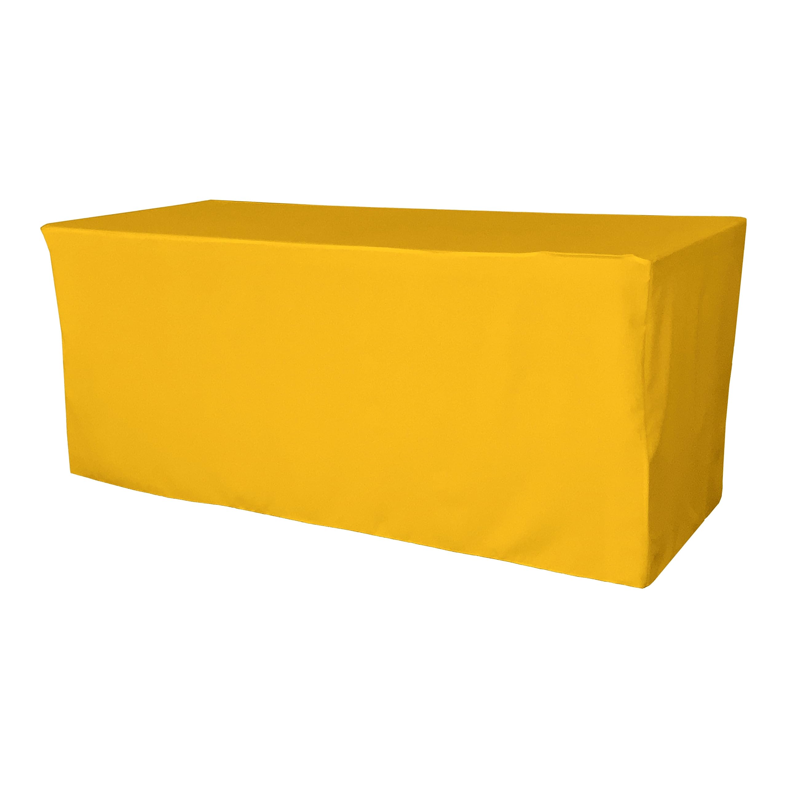 LA Linen Polyester Poplin Fitted tablecloth 72''L x 24''W x 30''H  Dark Yellow