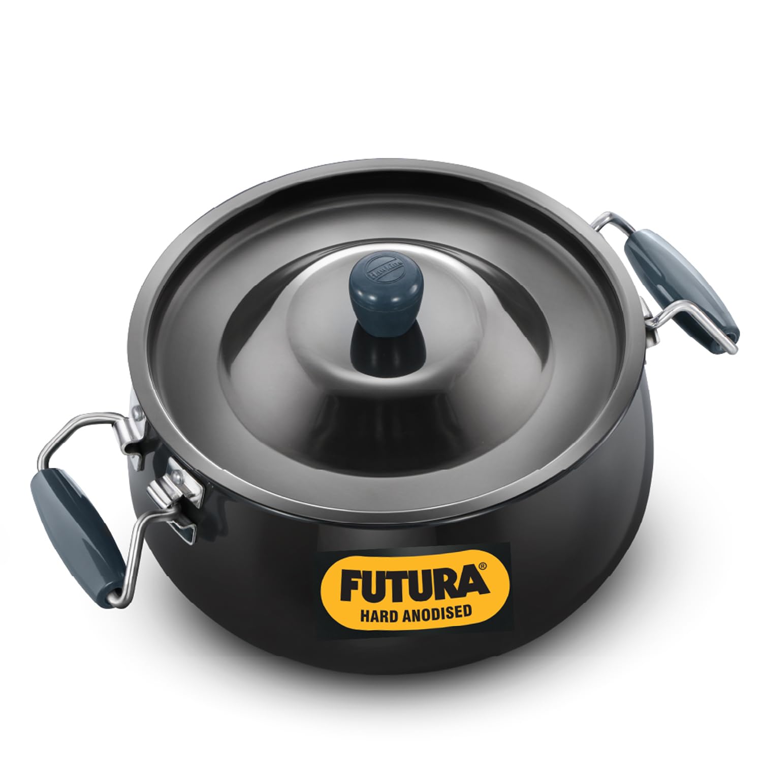 Hawkins Aluminium Futura 8 Litre Bigboy Polished Biryani Handi, Hard Anodised Pot With Hard Anodised Lid, Sauce Pan For Cooking 